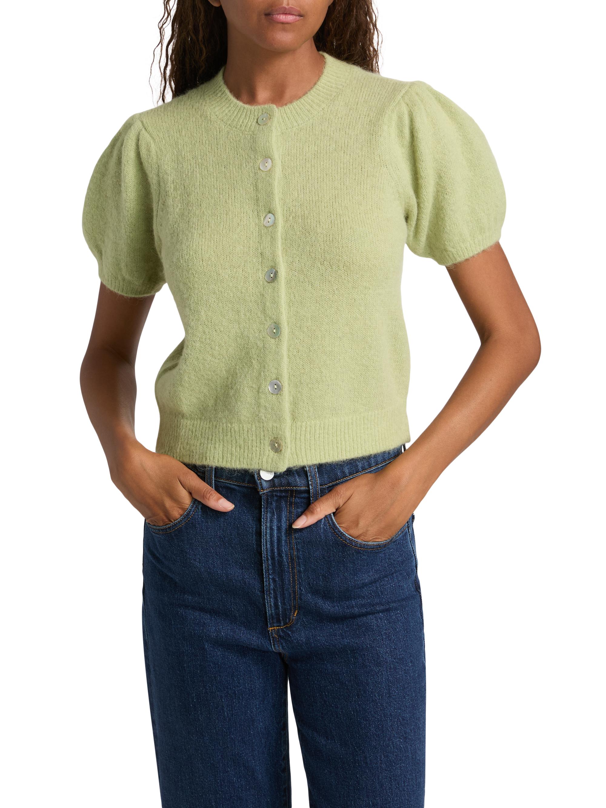 DÔEN Anisa Alpaca-Blend Puff-Sleeve Cardigan | Saks Fifth Avenue