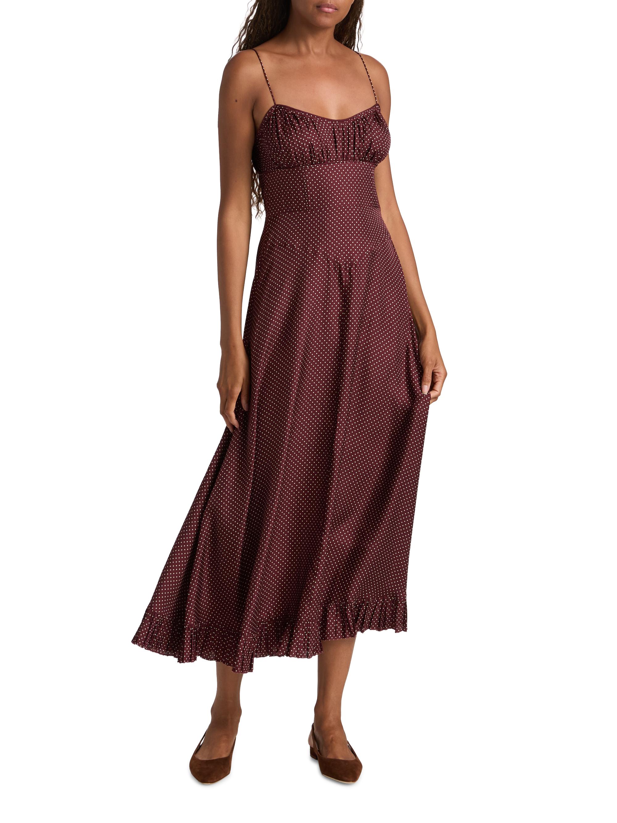 blue dress for baby girl Dara Midi Dress - Brown Polka Dot