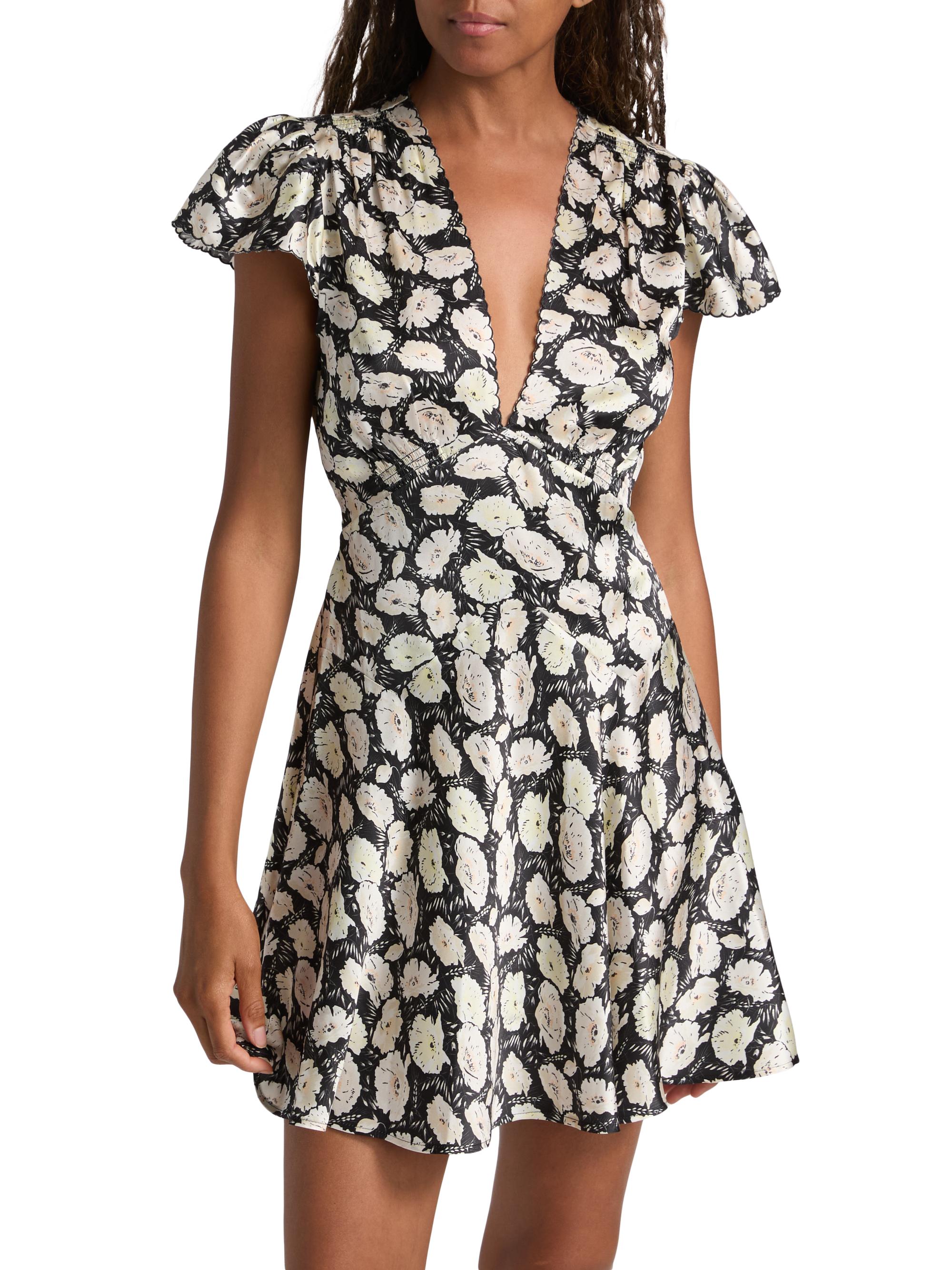 DÔEN Dianne Floral V-Neck Minidress | Saks Fifth Avenue