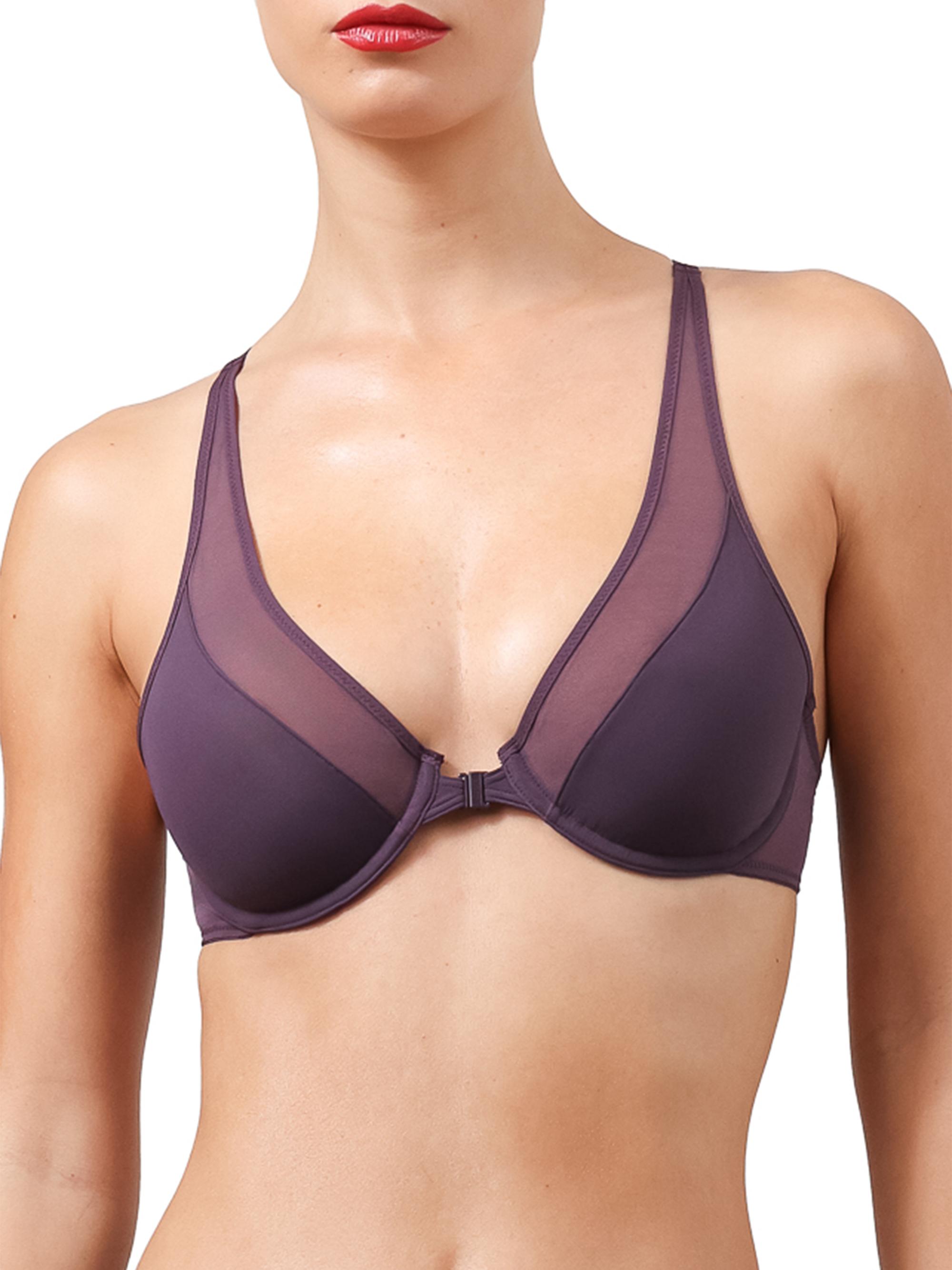 Wolford Women's Sheer Opaque Plunge Bra - Aubergine
