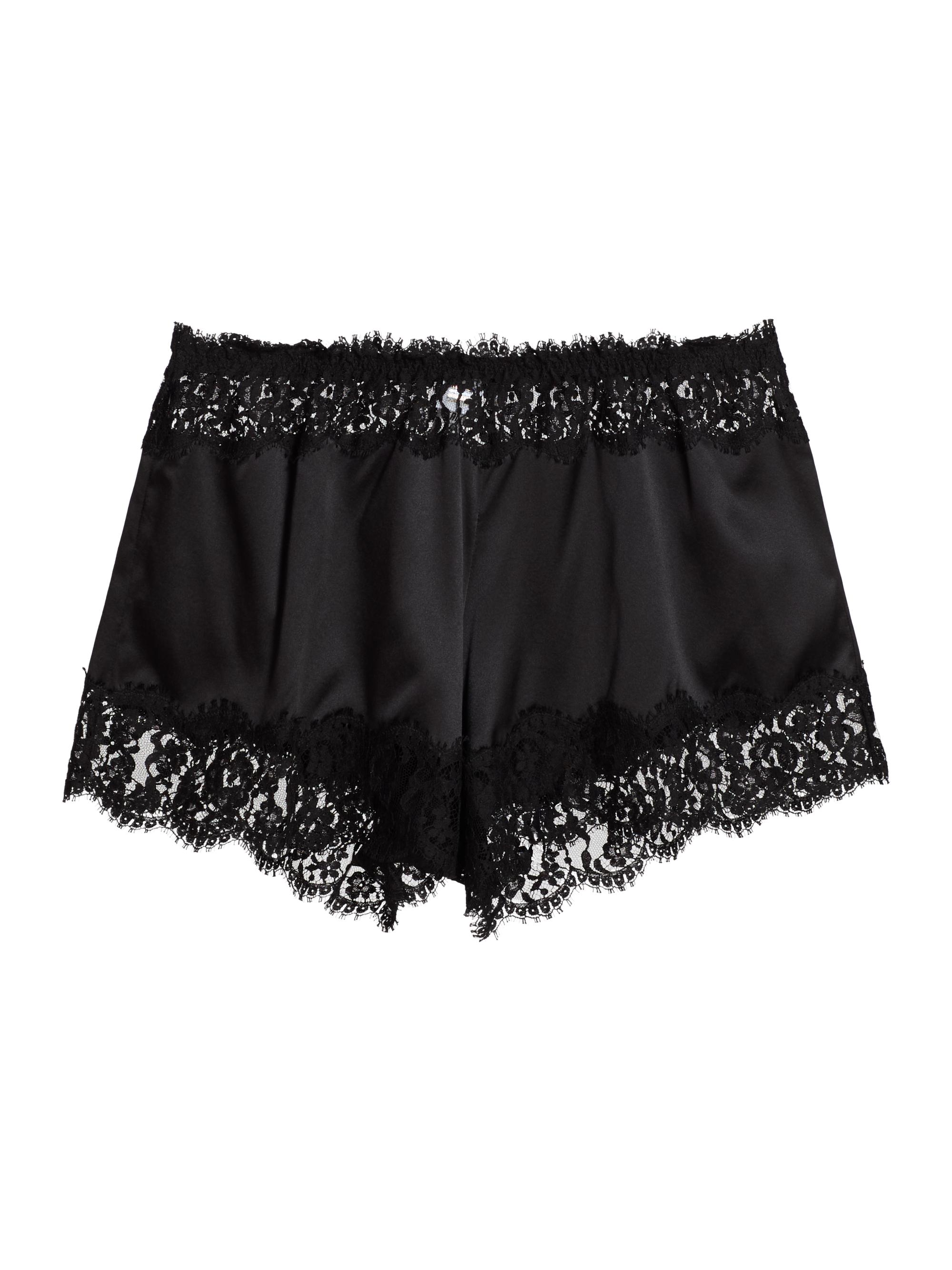 Dolce & Gabbana Women's Lace-Trim Silk Slip Shorts - Black