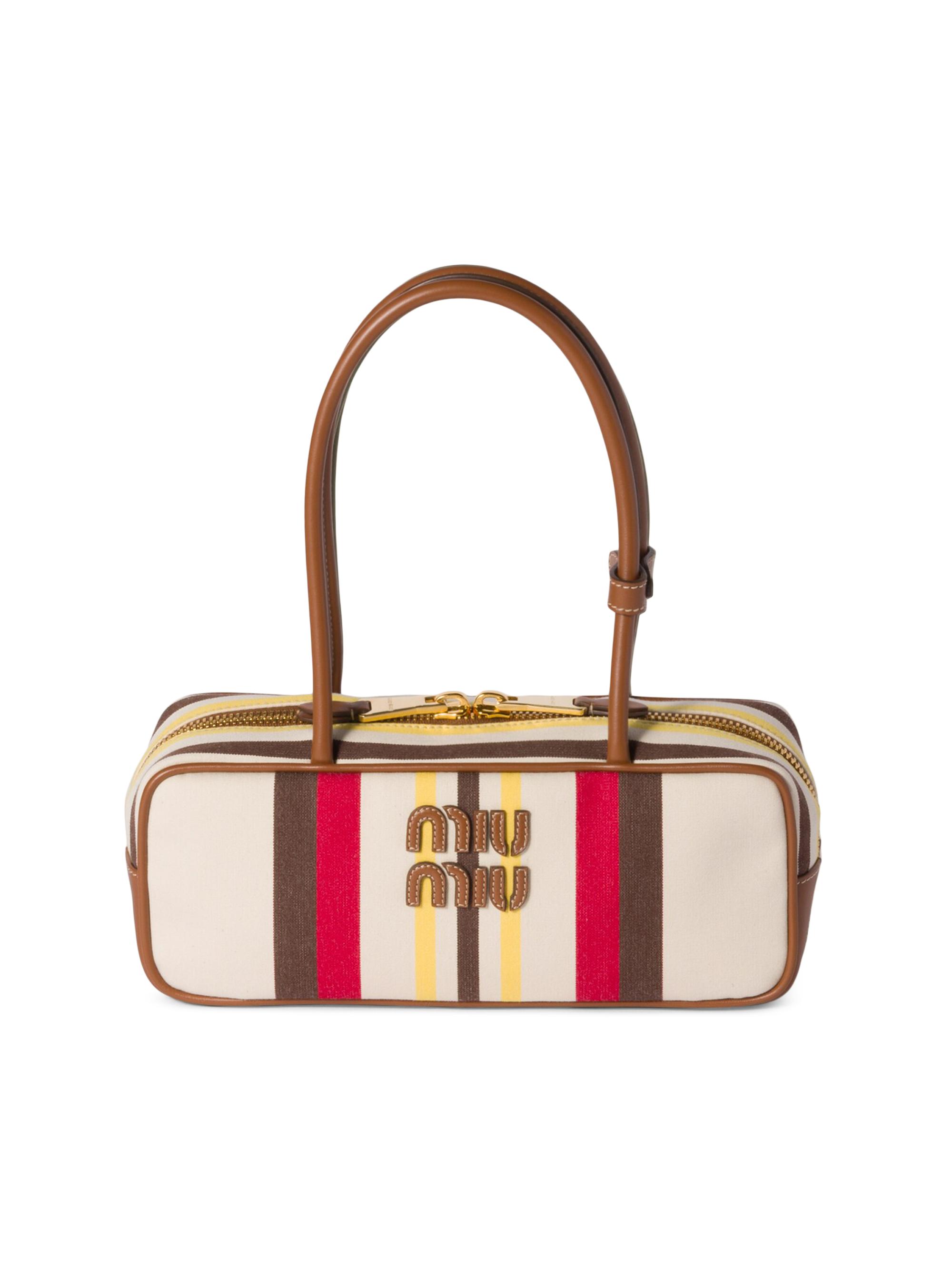 Miu Miu Women's Beau Canvas and Leather Top Handle Bag - Beige Khaki