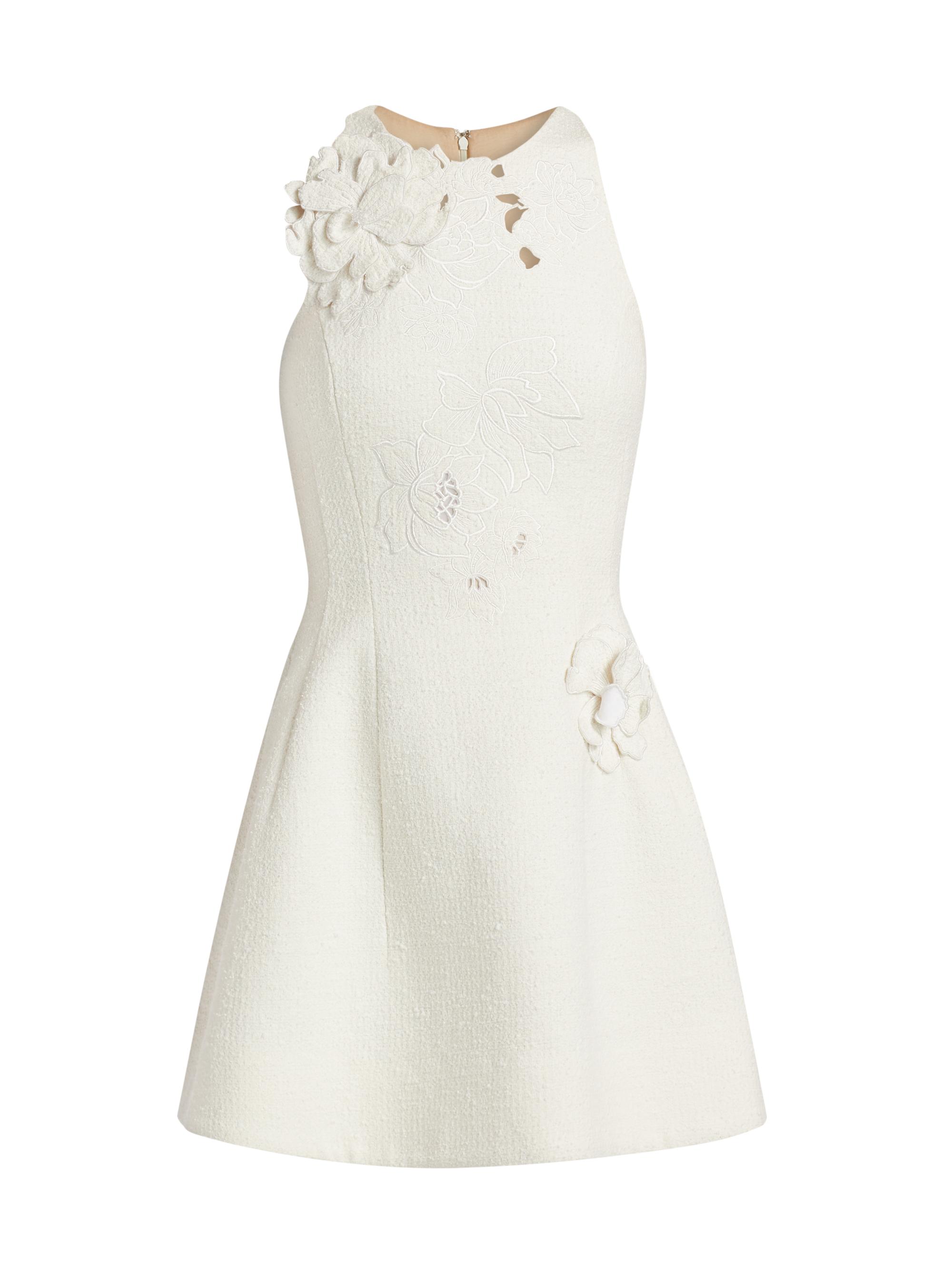 Oscar de la Renta Women's Floral Embroidered Tweed Cocktail Dress -