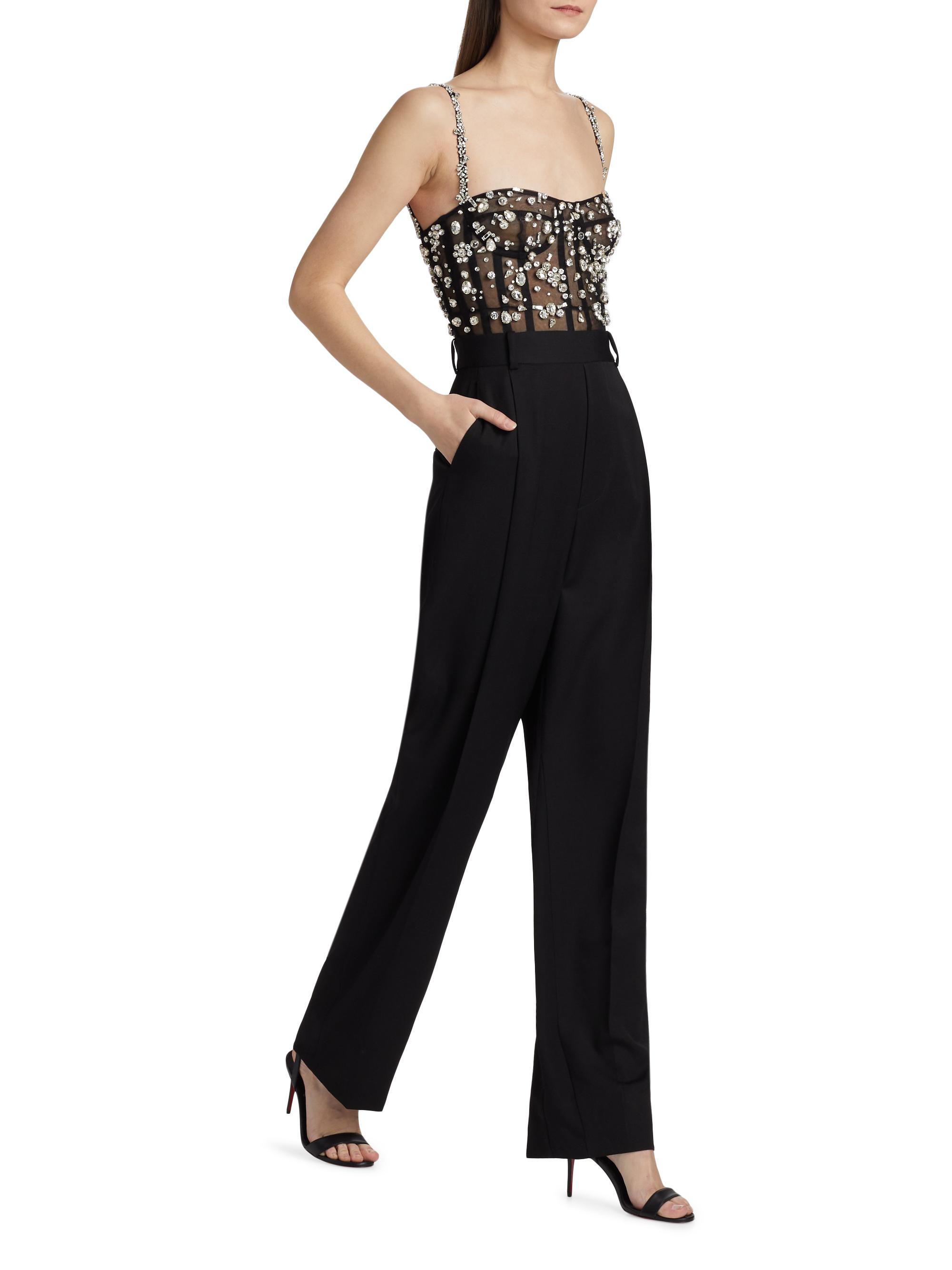 Oscar de la Renta Crystal-Embellished Bustier Jumpsuit