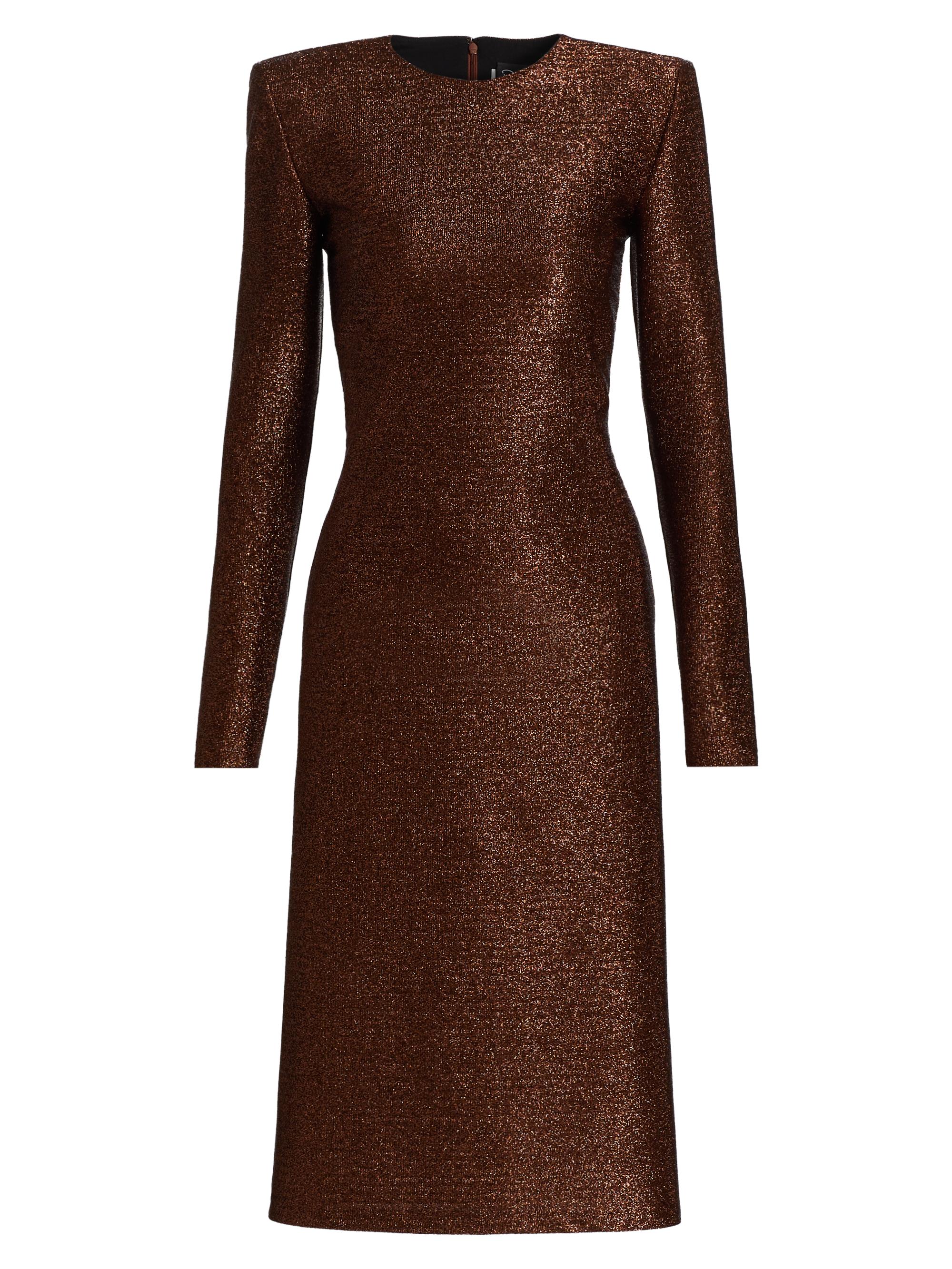 Oscar de la Renta Women's Metallic Lamé Cocktail Dress - Espresso