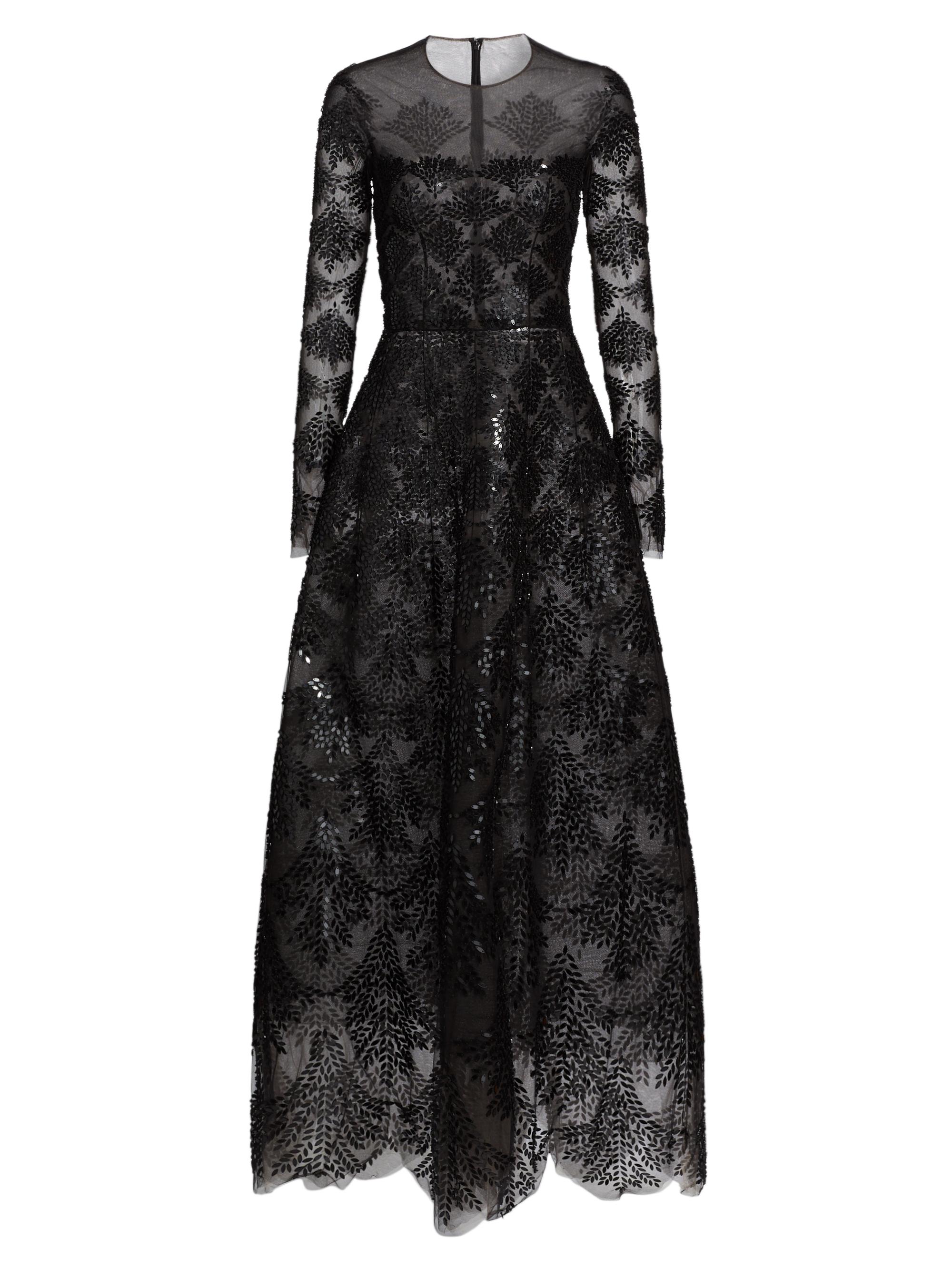 Oscar de la Renta Women's Sequined Fern Ballgown - Black