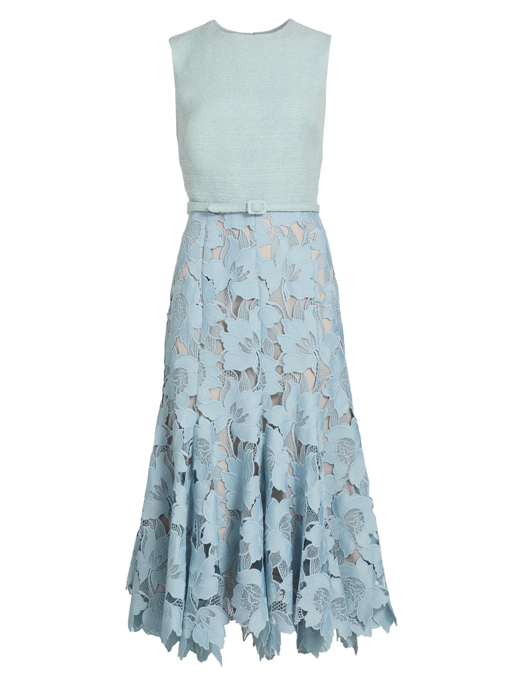 Oscar de la Renta Women's Mixed-Media Sleeveless Midi-Dress - Light Blue