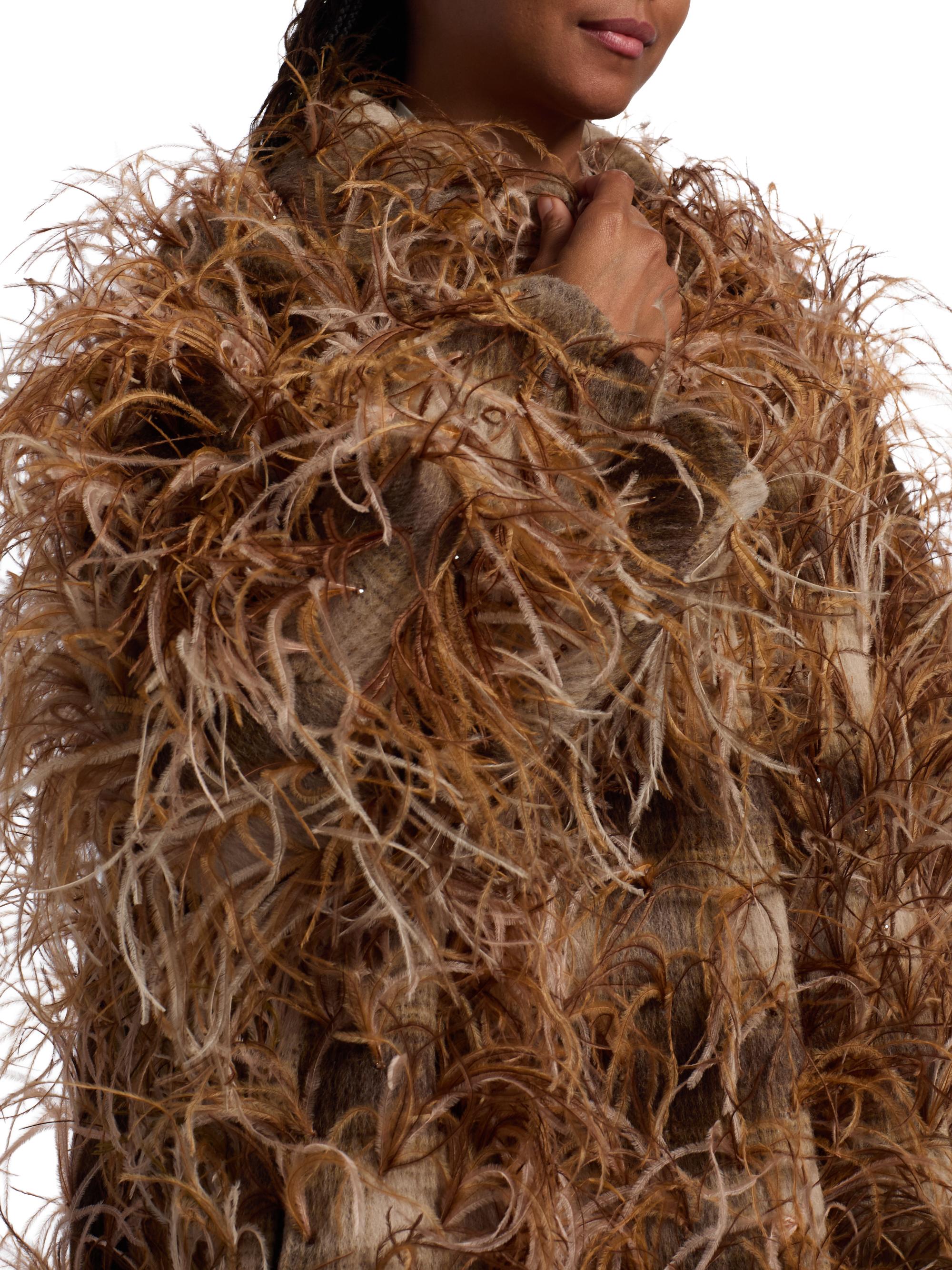 Oscar de la Renta Plaid Feathered Coat | Saks Fifth Avenue