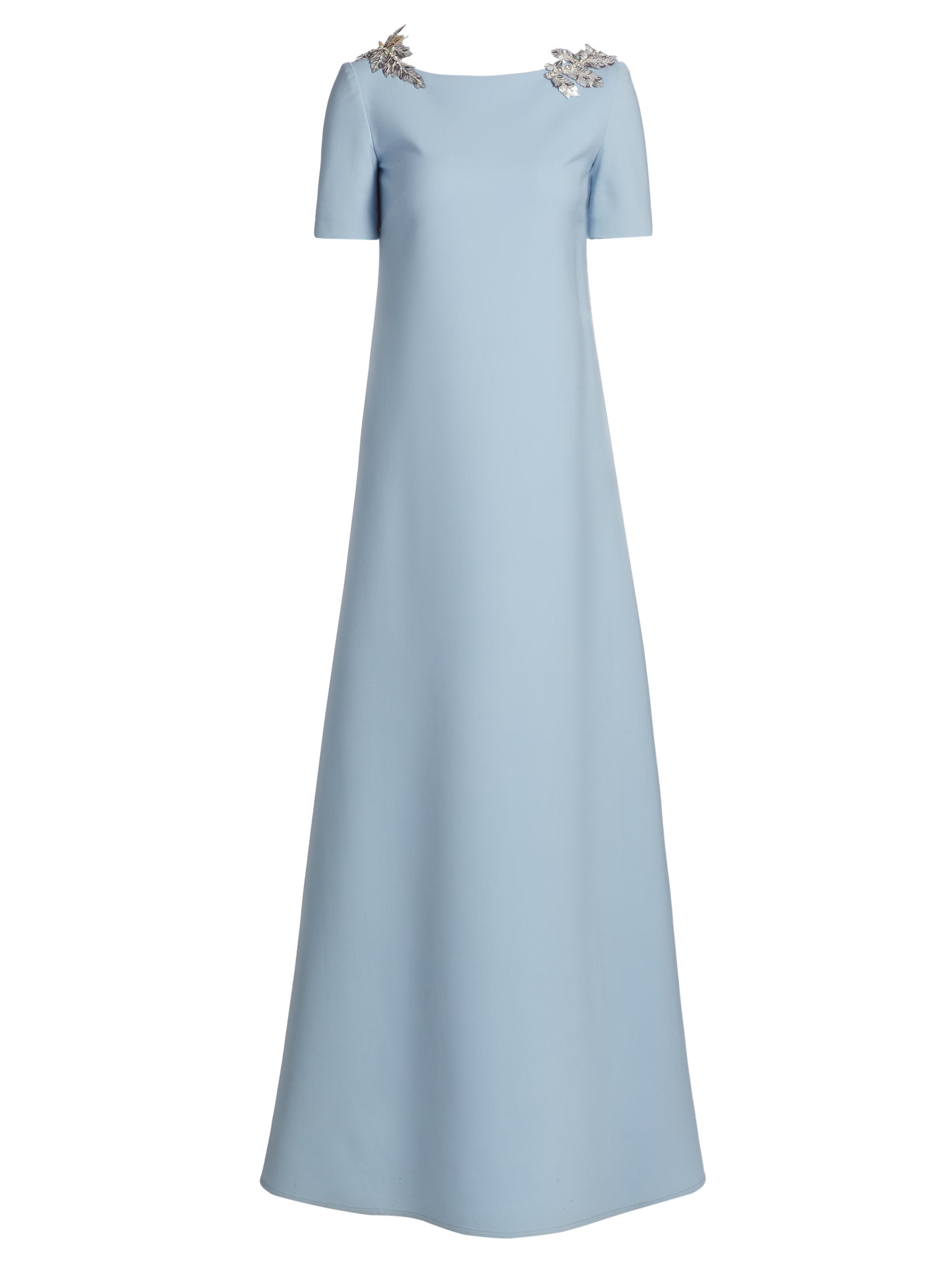 Oscar de la Renta Women's Embellished Wool-Blend A-Line Gown - Soft Blue