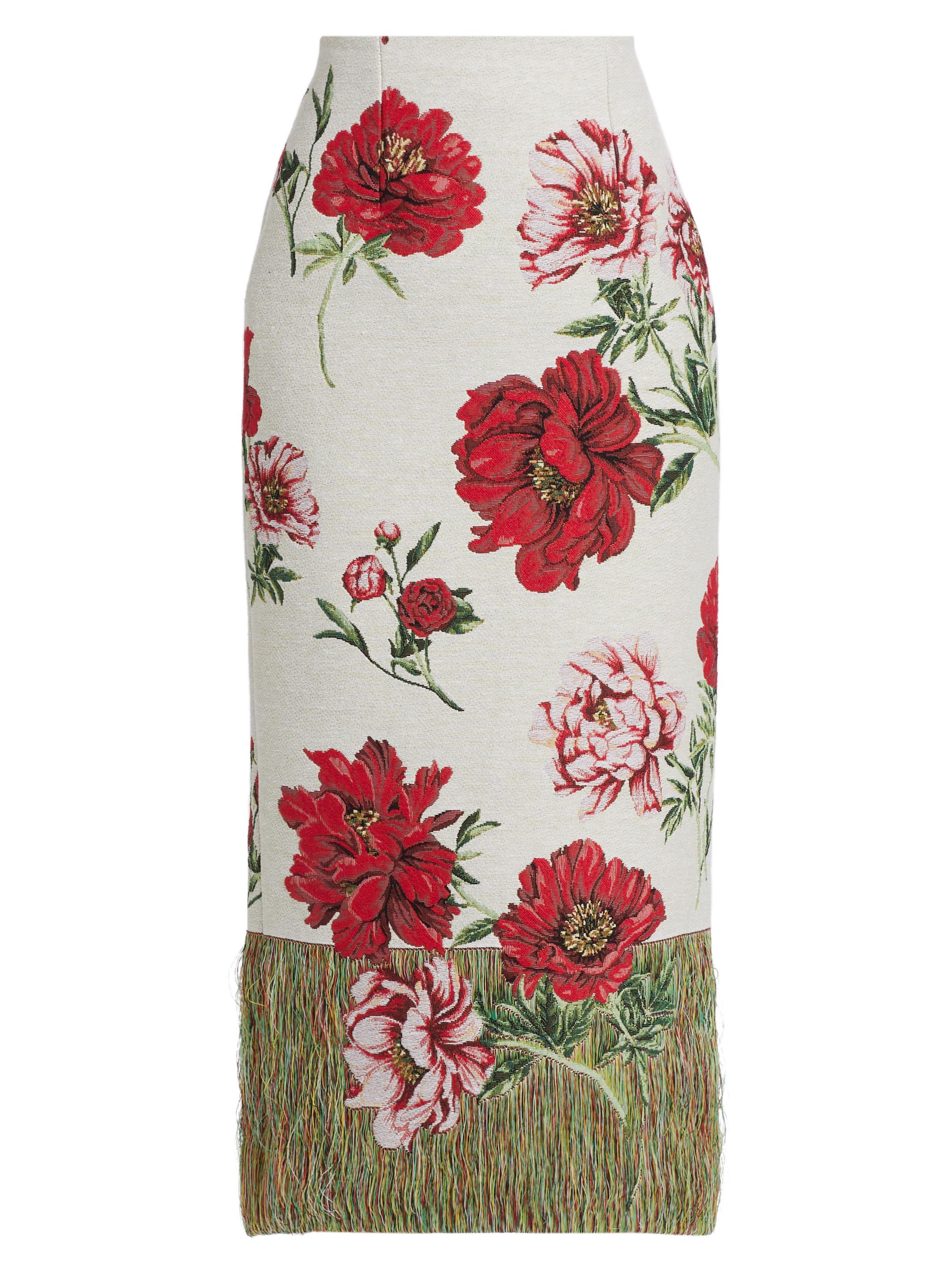 Oscar de la Renta Peony Unravel Jacquard Pencil Skirt | Saks Fifth
