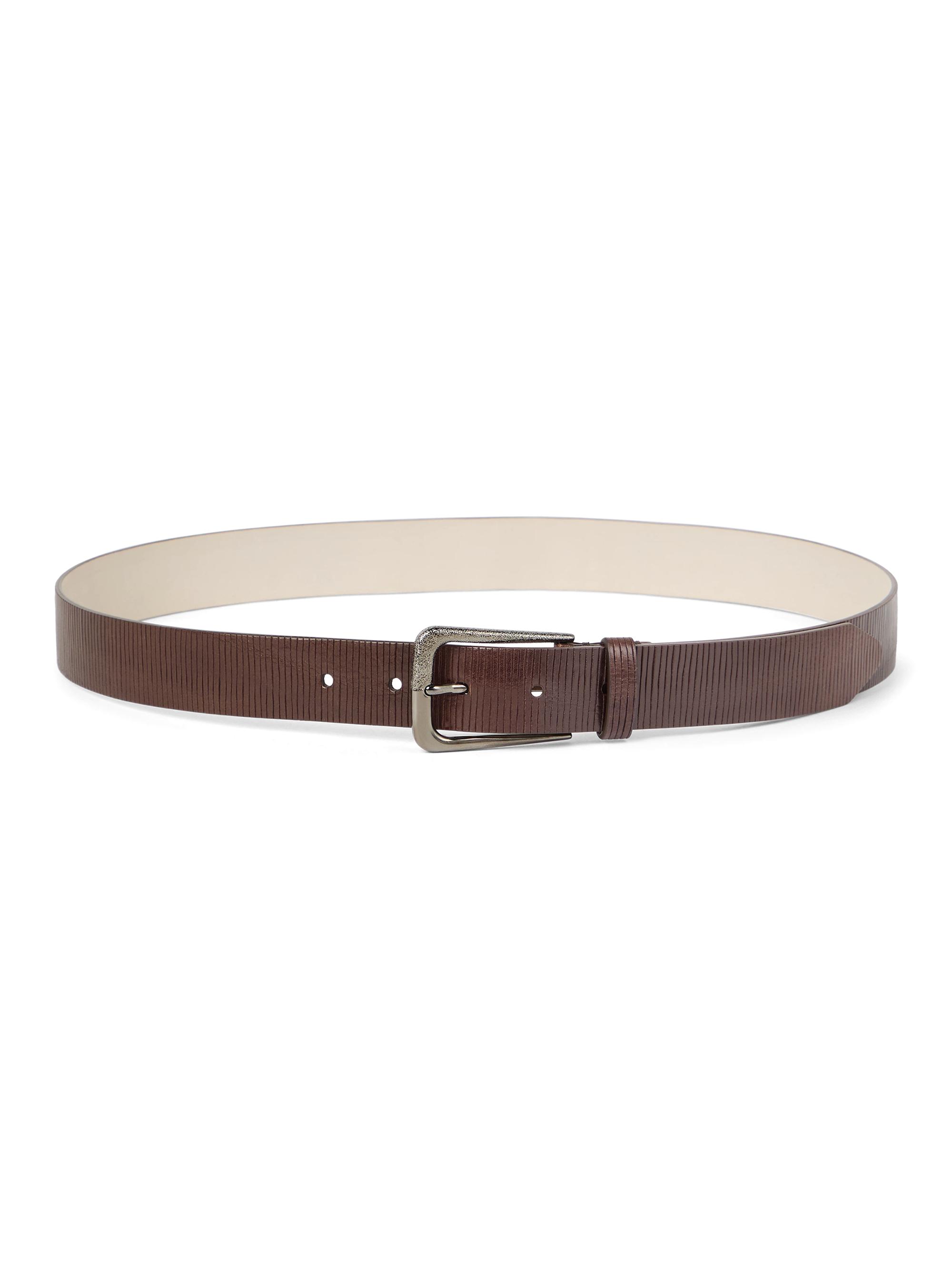 Brunello Cucinelli Women's Carved Leather Belt with Shimmering Buckle - Cocoa