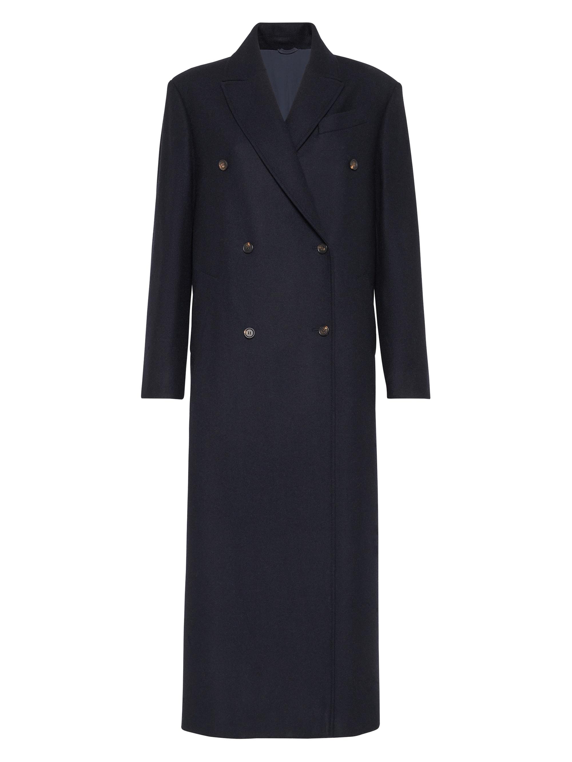 Brunello Cucinelli Women's Lightweight Wool Cloth Coat with Monili - Night