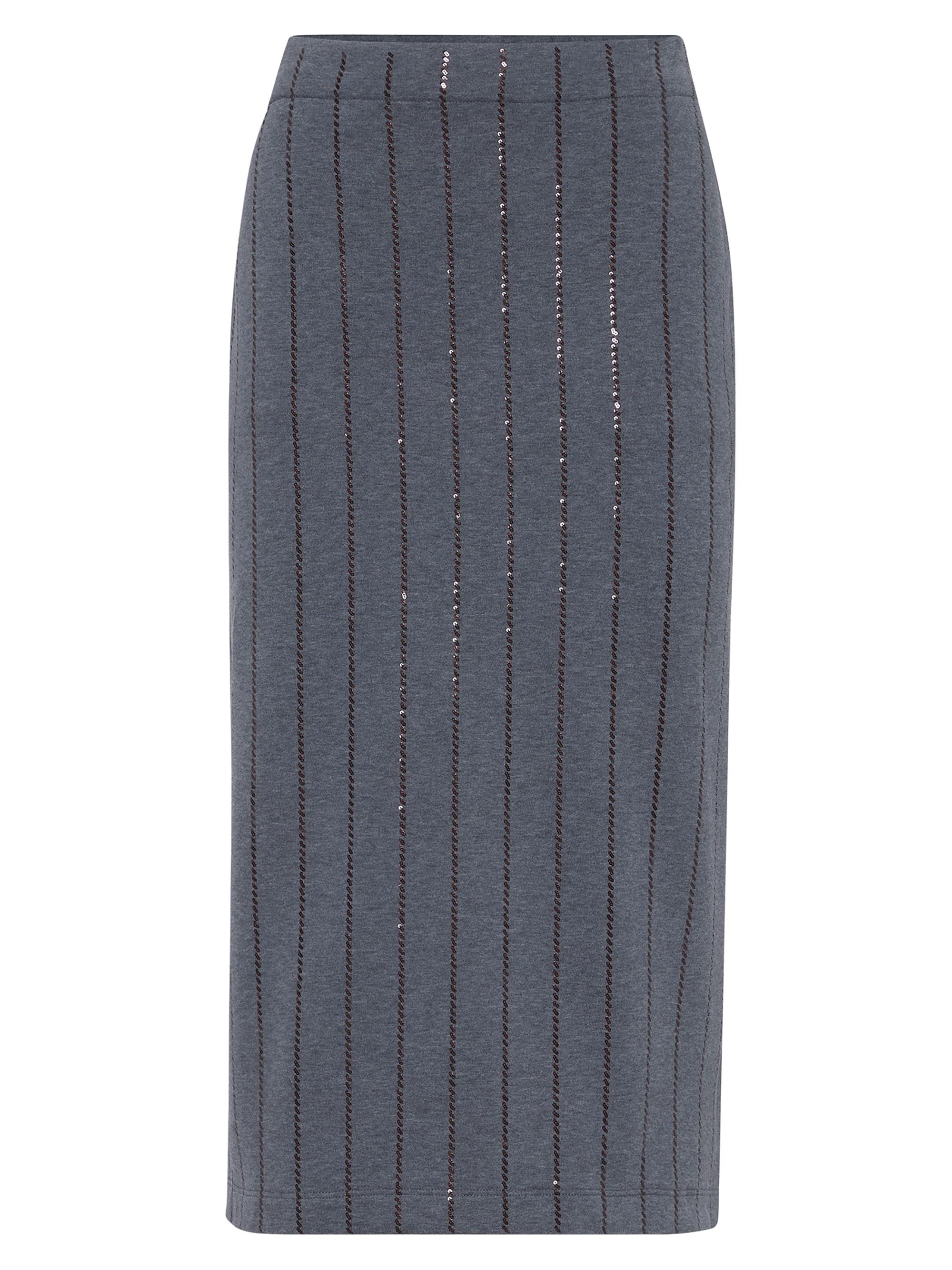 Brunello Cucinelli Women's Cotton Smooth French Terry Midi Skirt - Lead