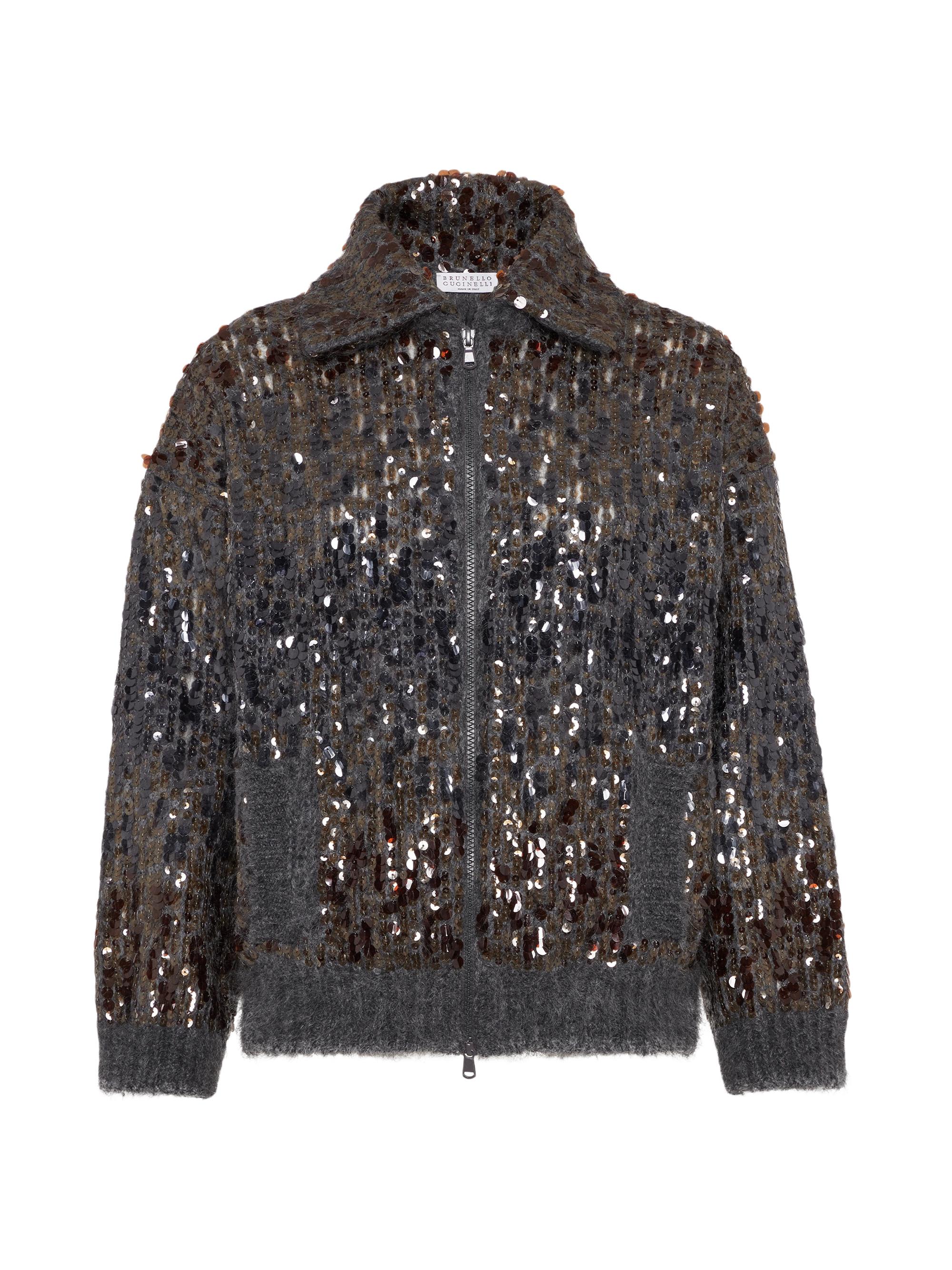 Brunello Cucinelli Women's Dazzling Dégradé Embroidery Cardigan - Lead