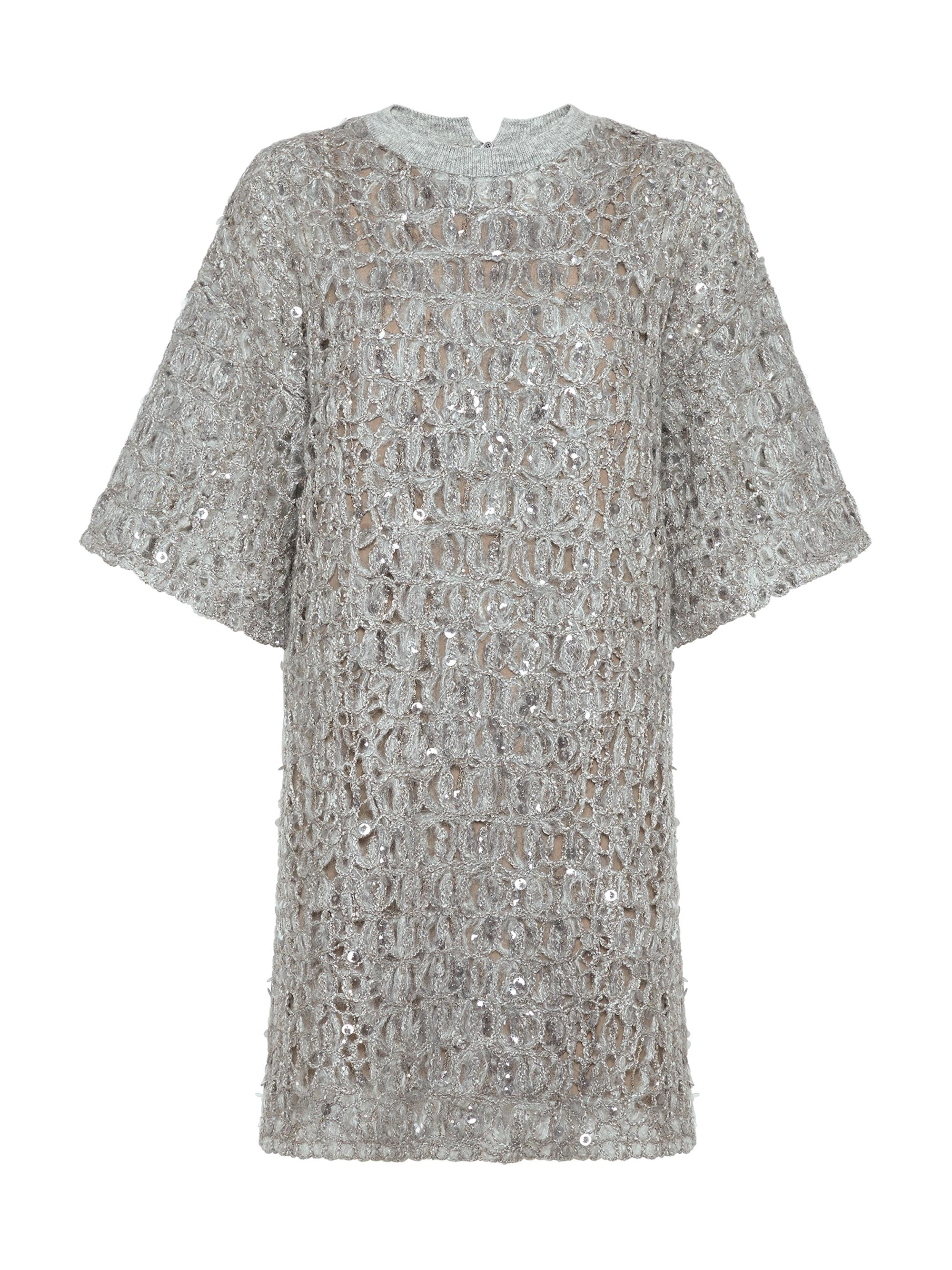 Brunello Cucinelli Dazzling Croc Embroidery Mini Knit T-Shirt