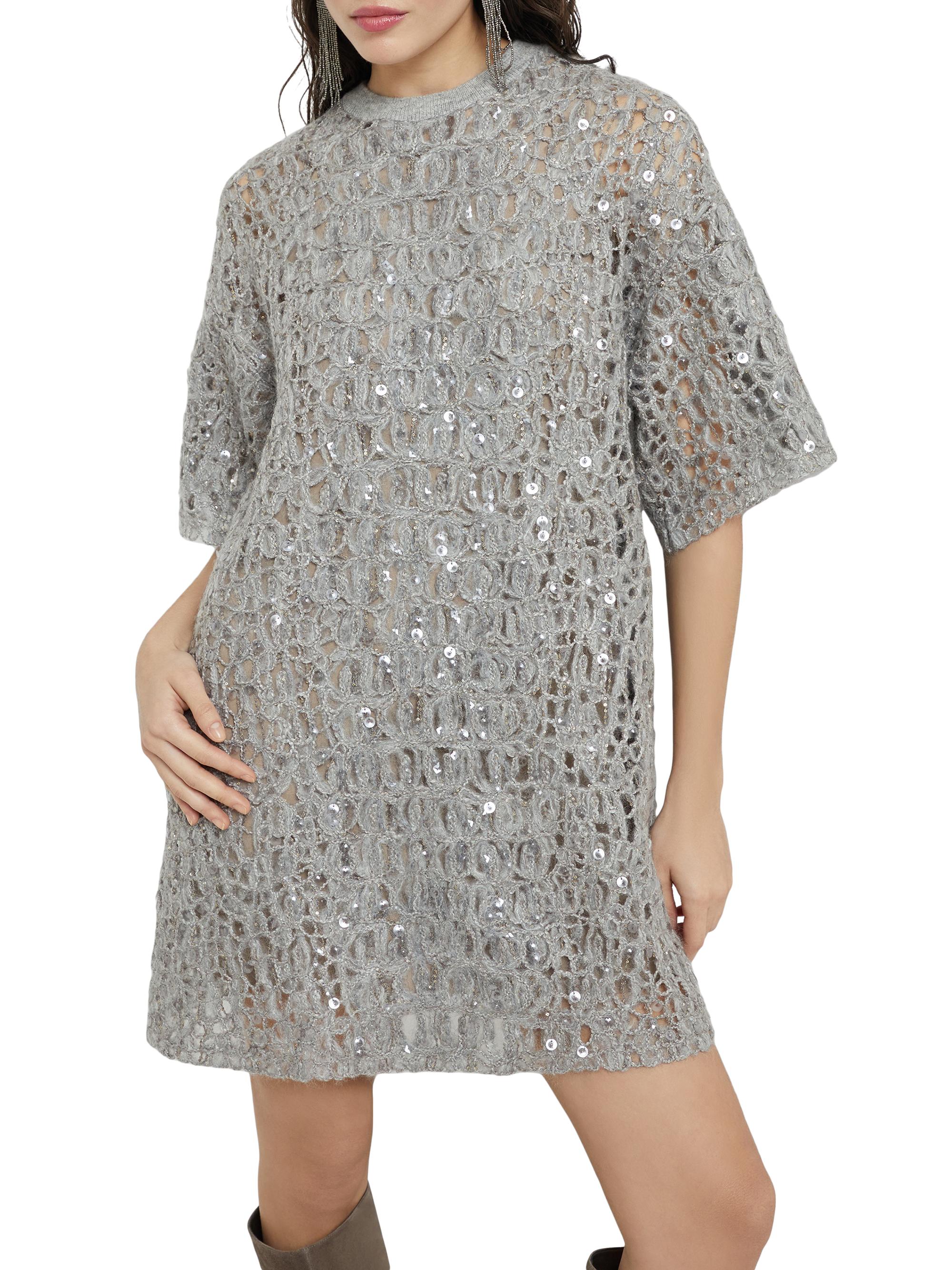 Brunello Cucinelli Dazzling Croc Embroidery Mini Knit T-Shirt