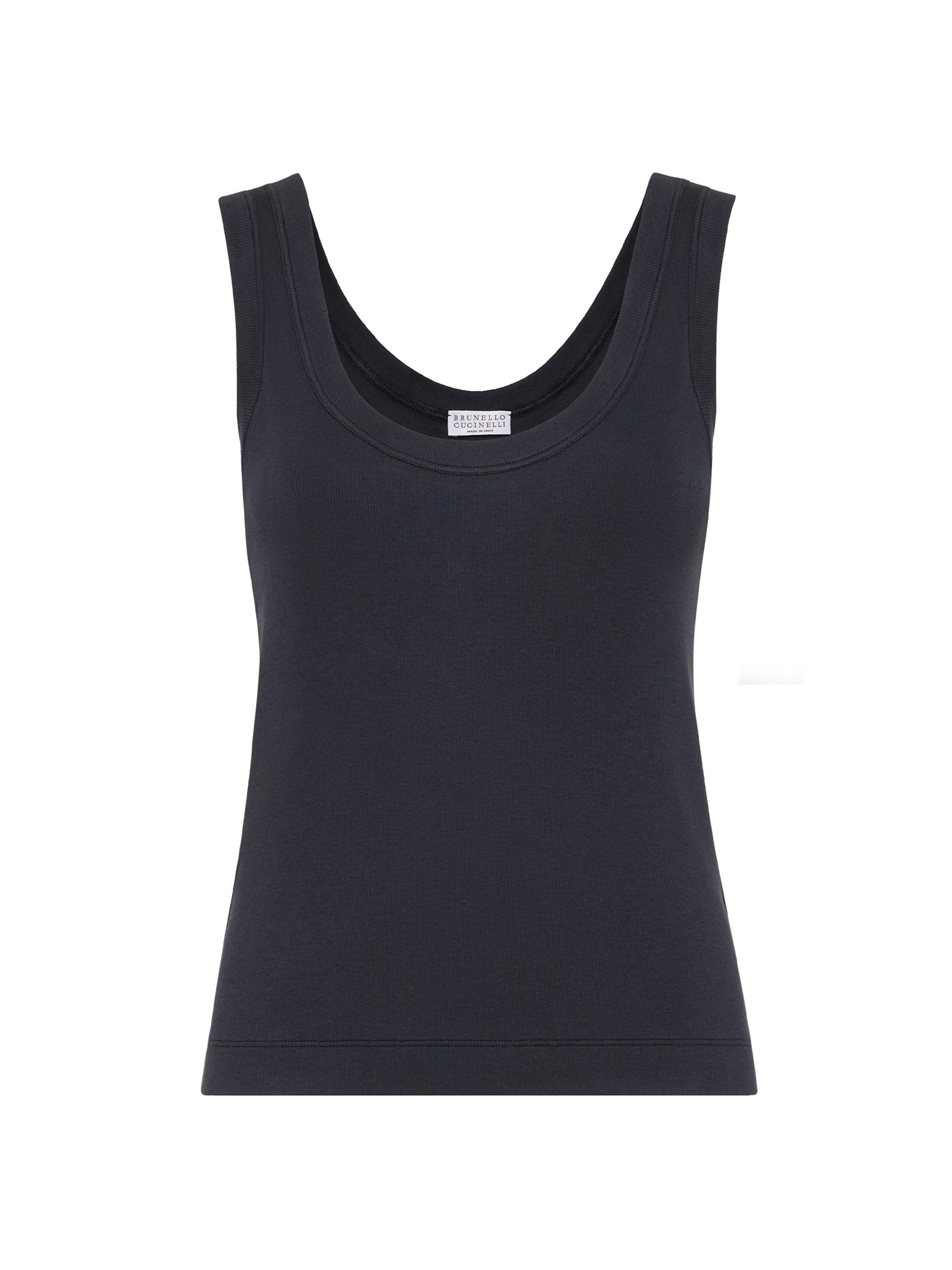 Brunello Cucinelli Women's Stretch Cotton Ribbed Jersey Top - Night