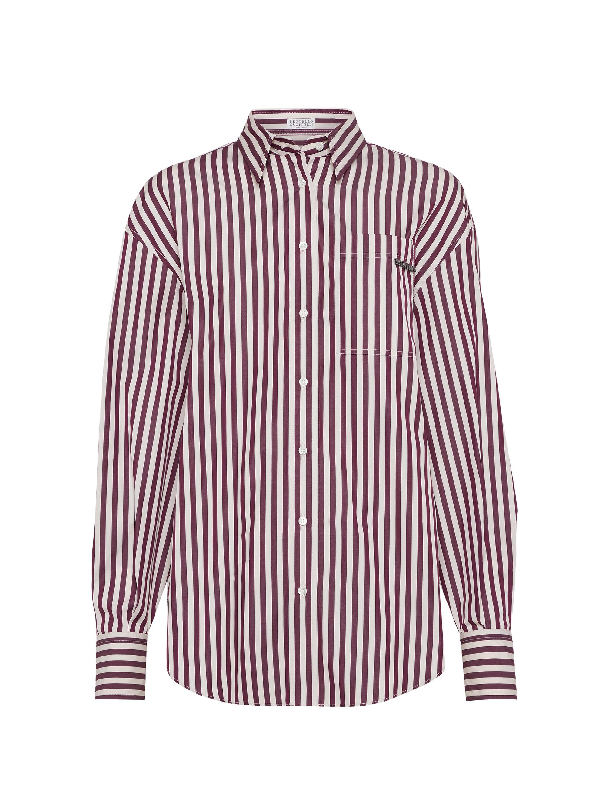 Brunello Cucinelli Women's Striped Cotton Poplin Shirt - Azure