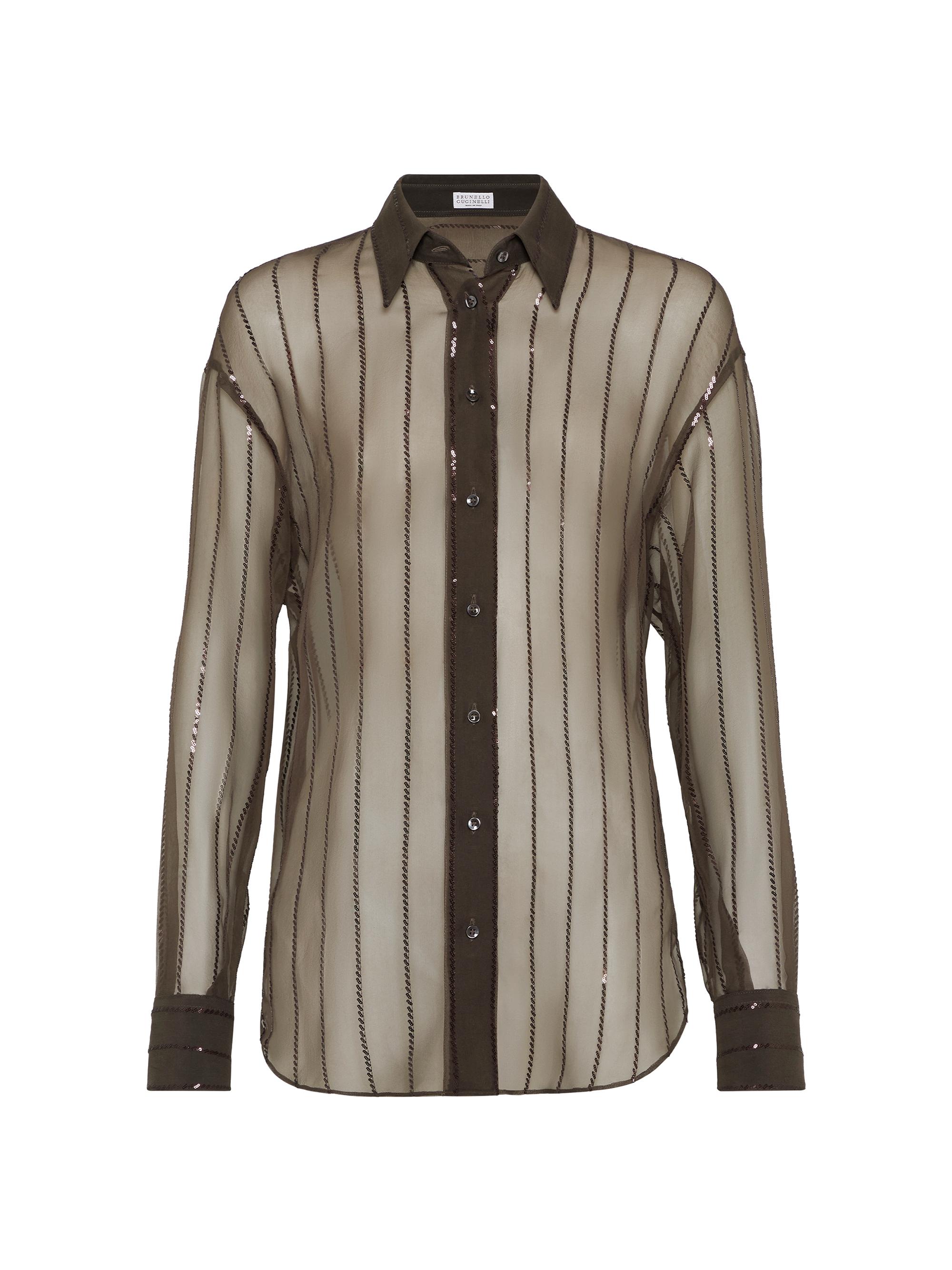 Brunello Cucinelli Women's Crispy Silk Shirt - Cocoa