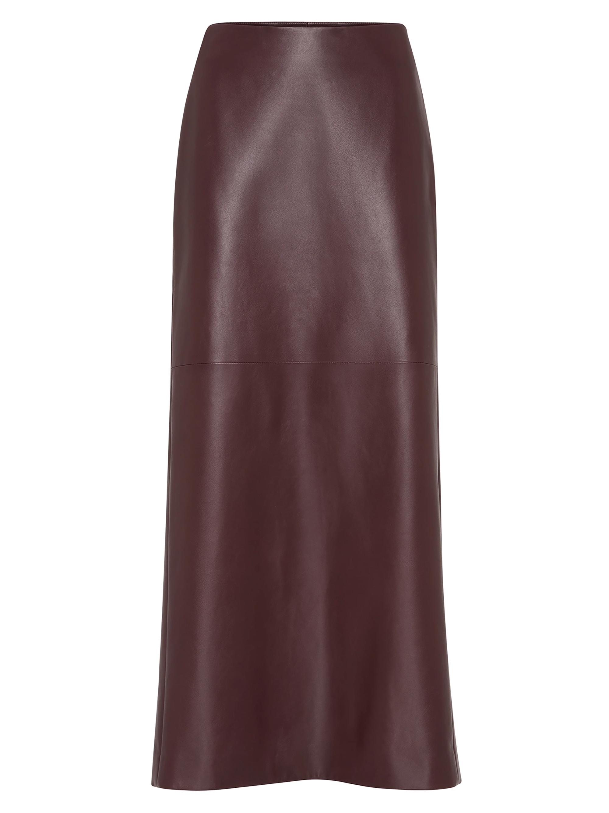 Brunello Cucinelli Women's Soft Nappa Leather Long Column Skirt - Burgundy