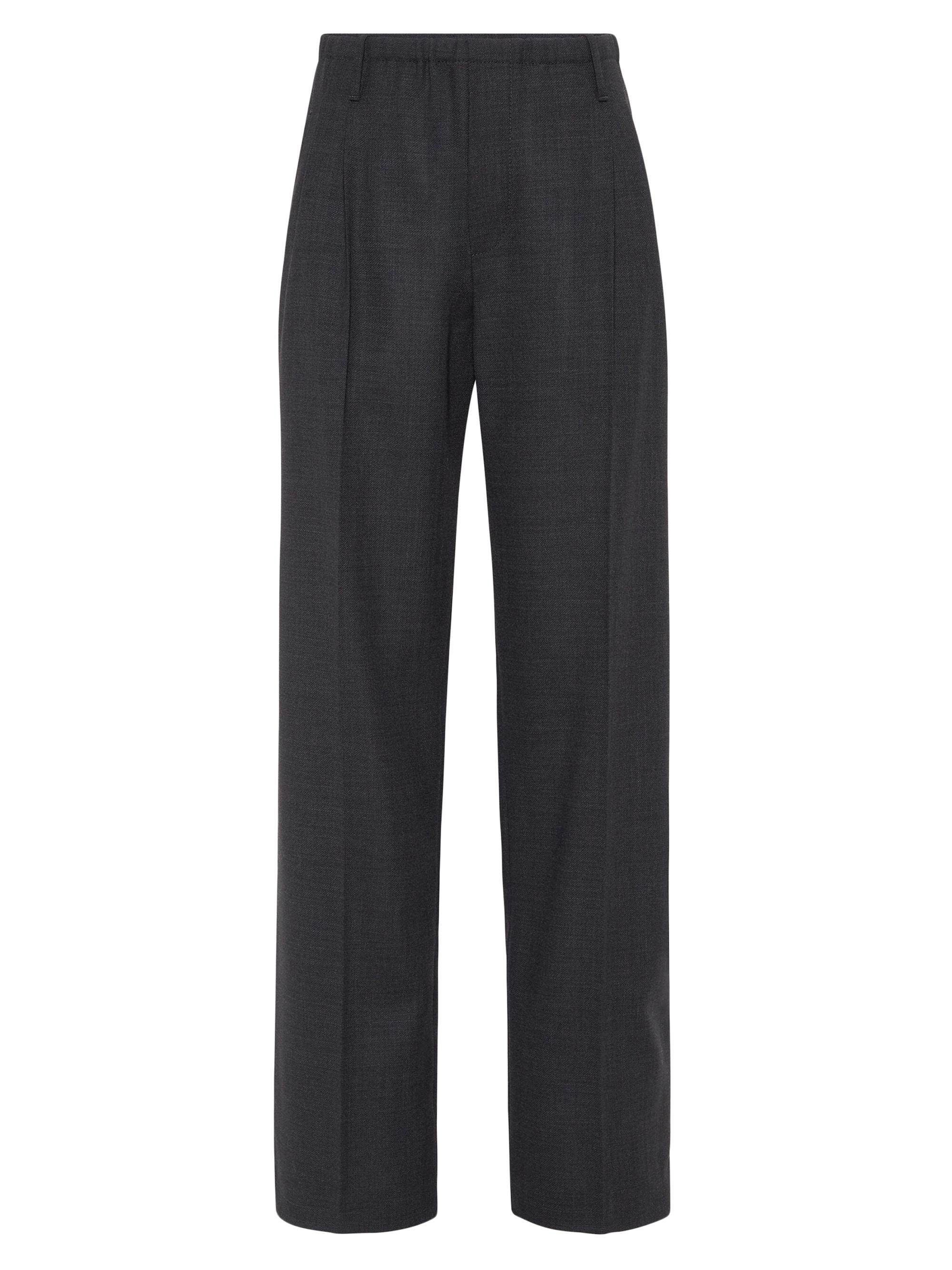 Brunello Cucinelli Women's Virgin Wool Fluid Crepe Twill Sartorial Track Trousers - Lignite