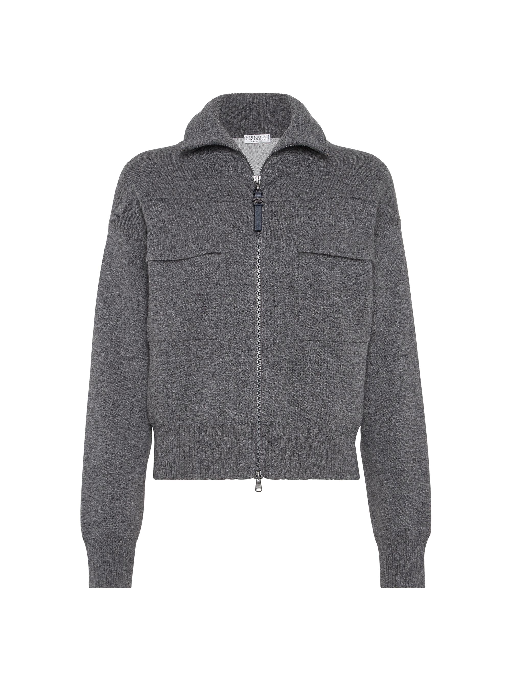 Brunello Cucinelli Cashmere English Rib Hooded Sweater with Shiny