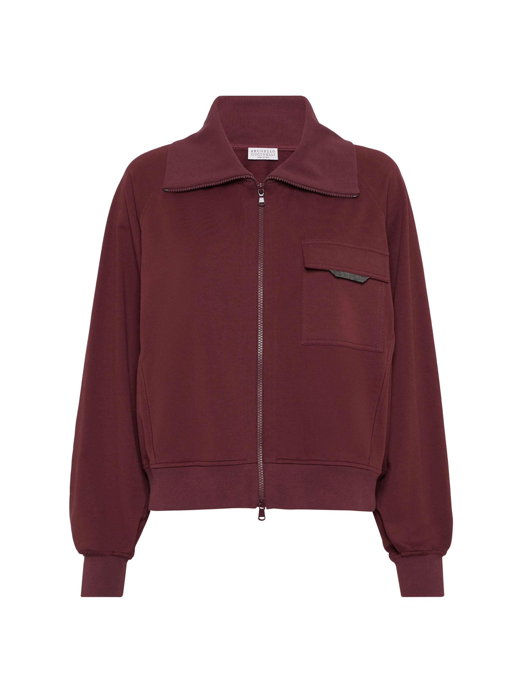 Brunello Cucinelli Women's Stretch Cotton Lightweight French Terry Sweatshirt - Amaranth Red