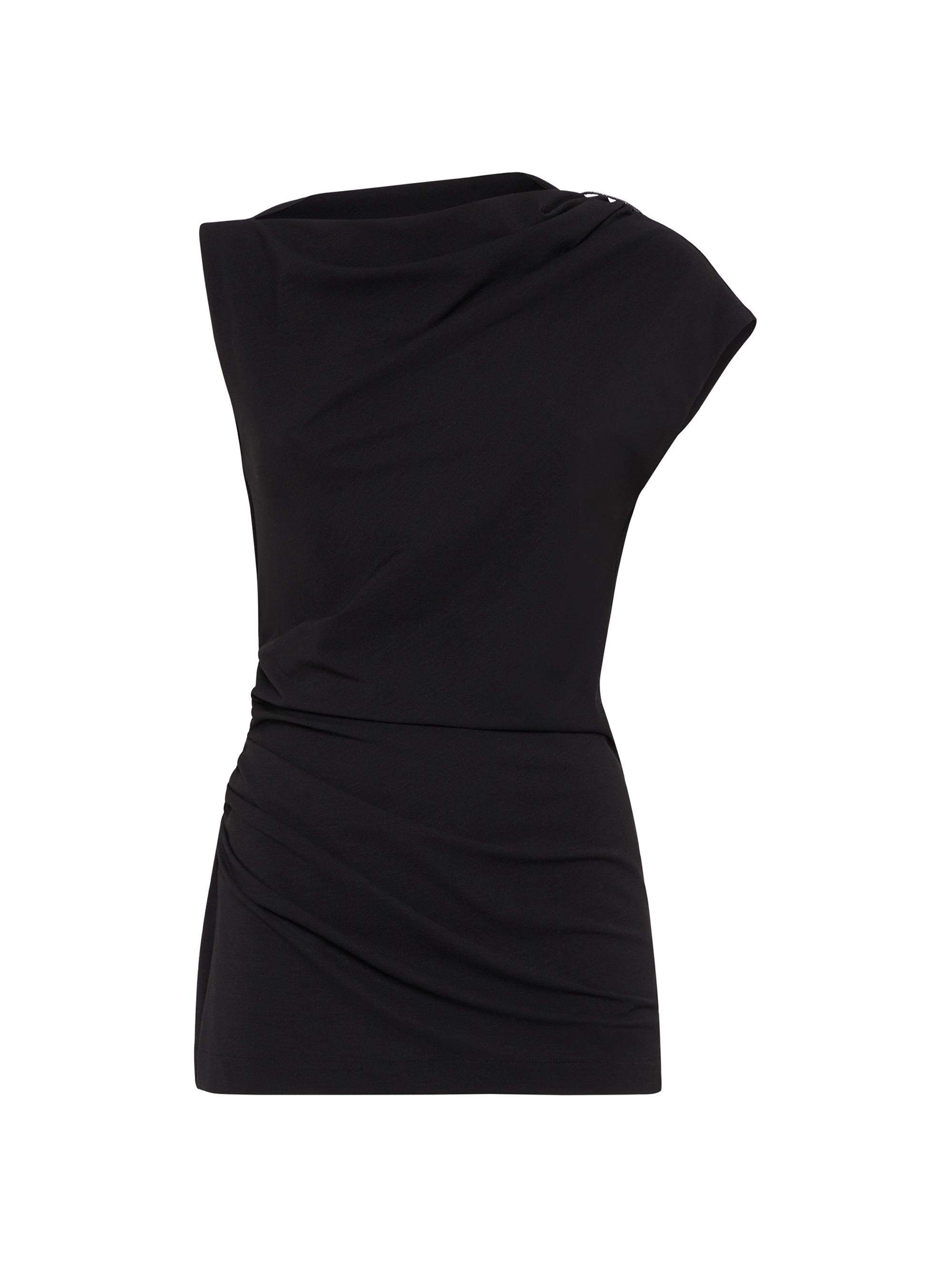 Brunello Cucinelli Women's Techno Wool Jersey Ruched T-Shirt - Black