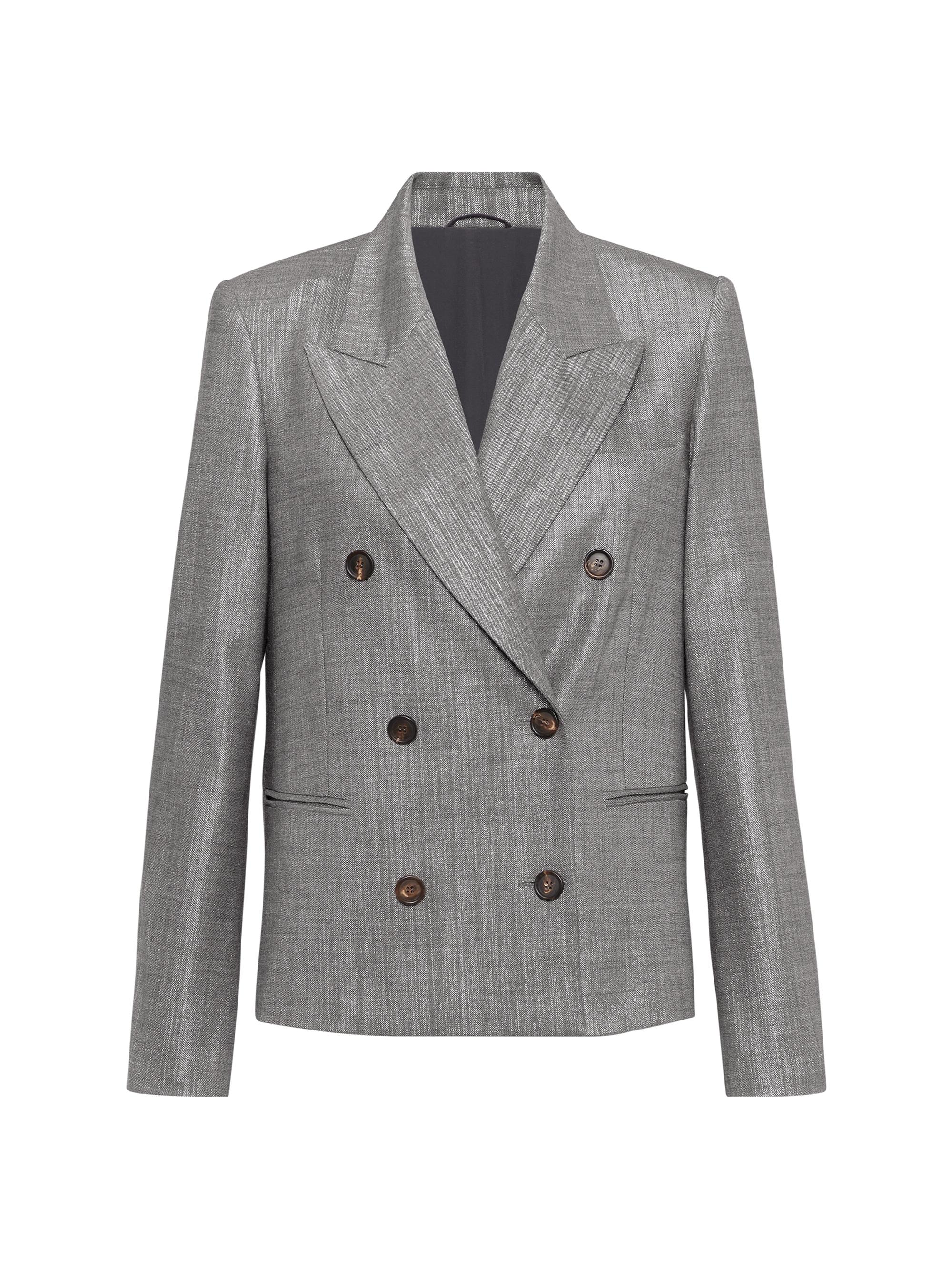 Brunello Cucinelli Women's Sparkling Techno Virgin Wool Twill Blazer - Silver