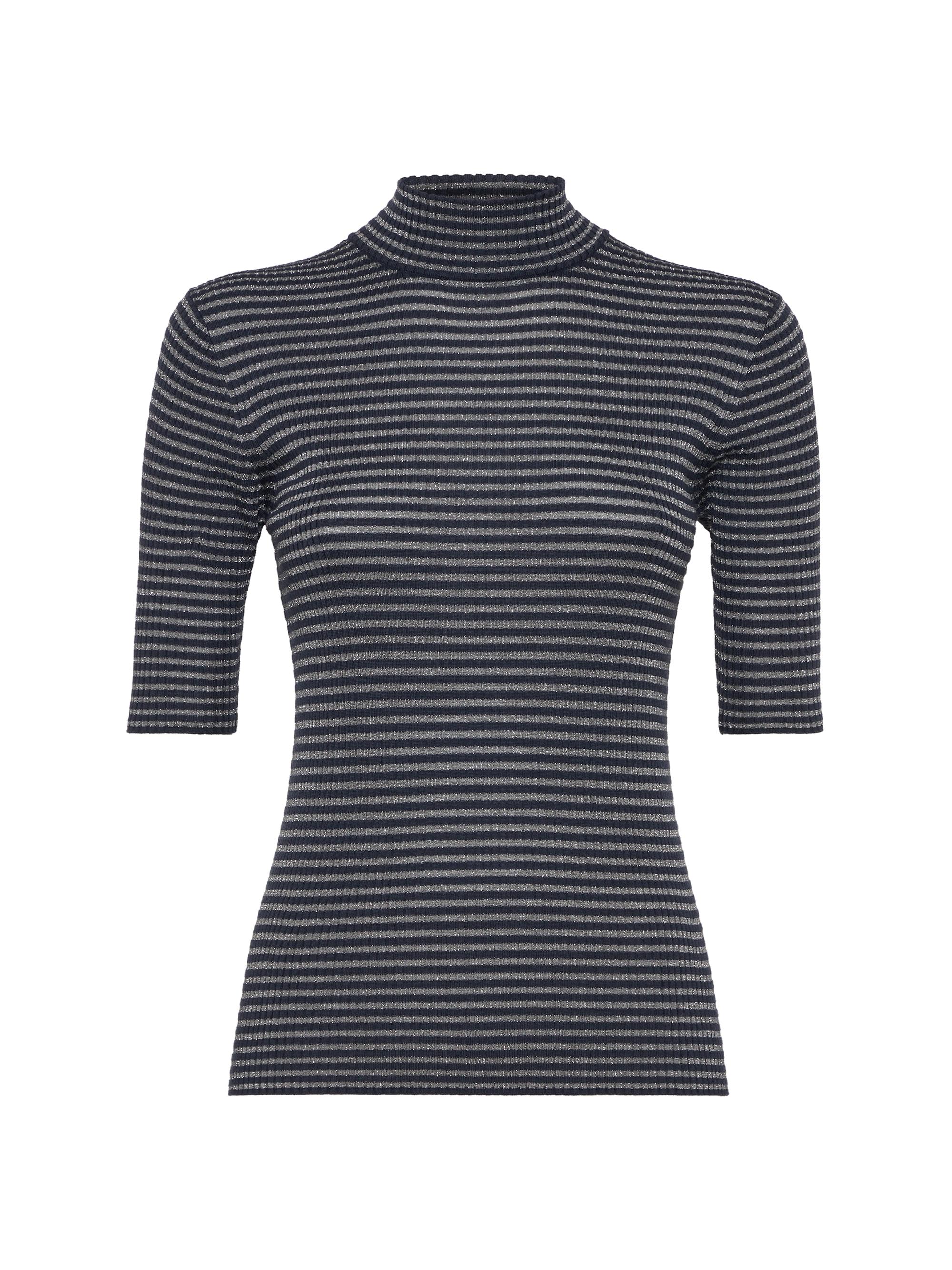 Brunello Cucinelli Women's Sparkling Stripes Lightweight Rib Sweater - Night