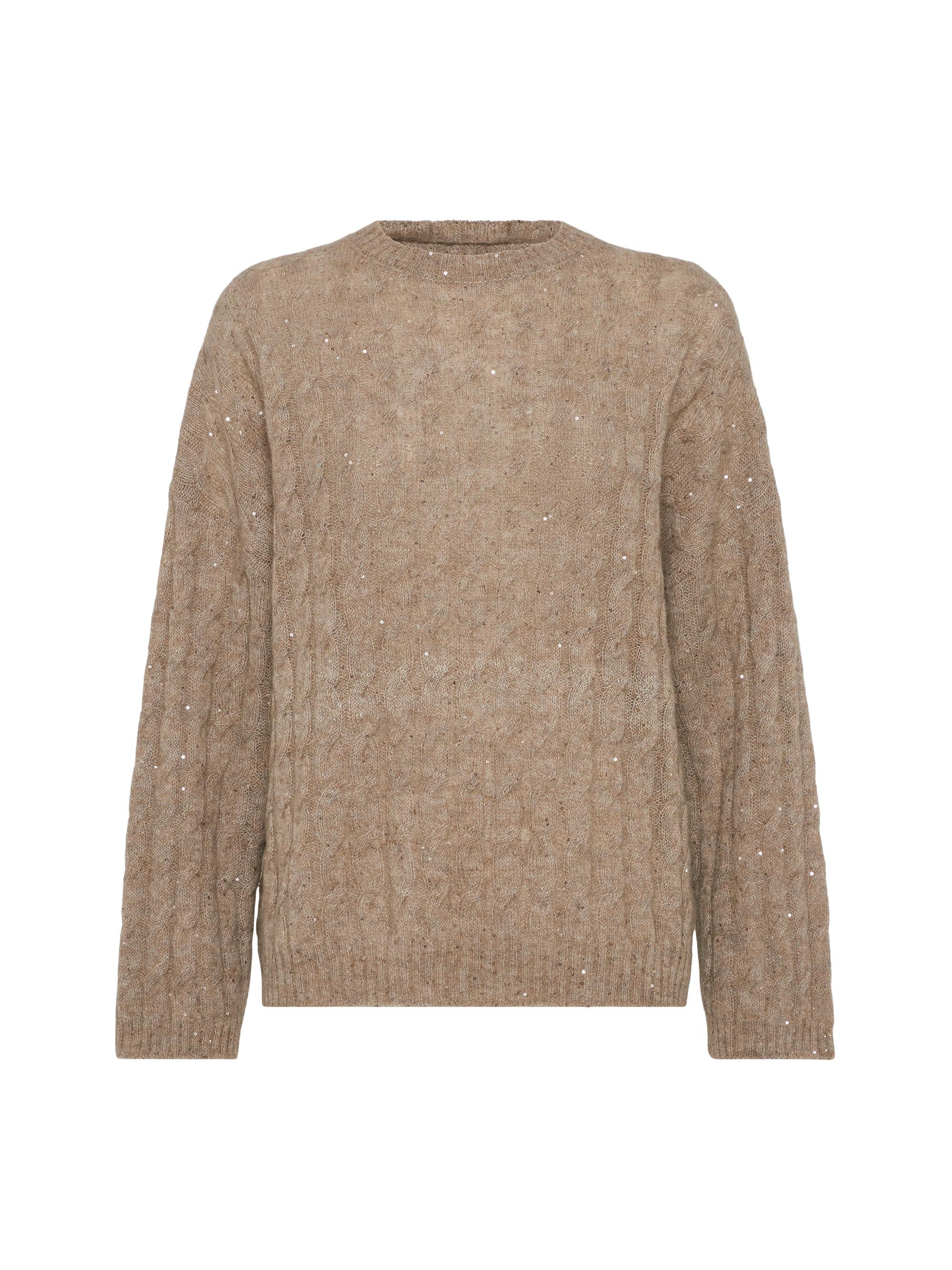 Brunello Cucinelli Women's Mohair, Cotton and Wool Dazzling Cable Hooded Knit Sweatshirt - Hazelnut