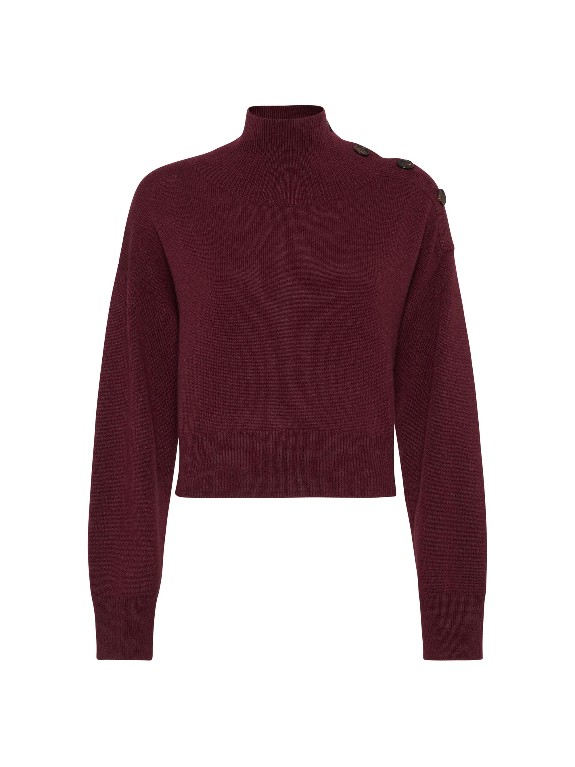 Brunello Cucinelli Women's Cashmere Cropped Turtleneck Sweater - Amaranth Red