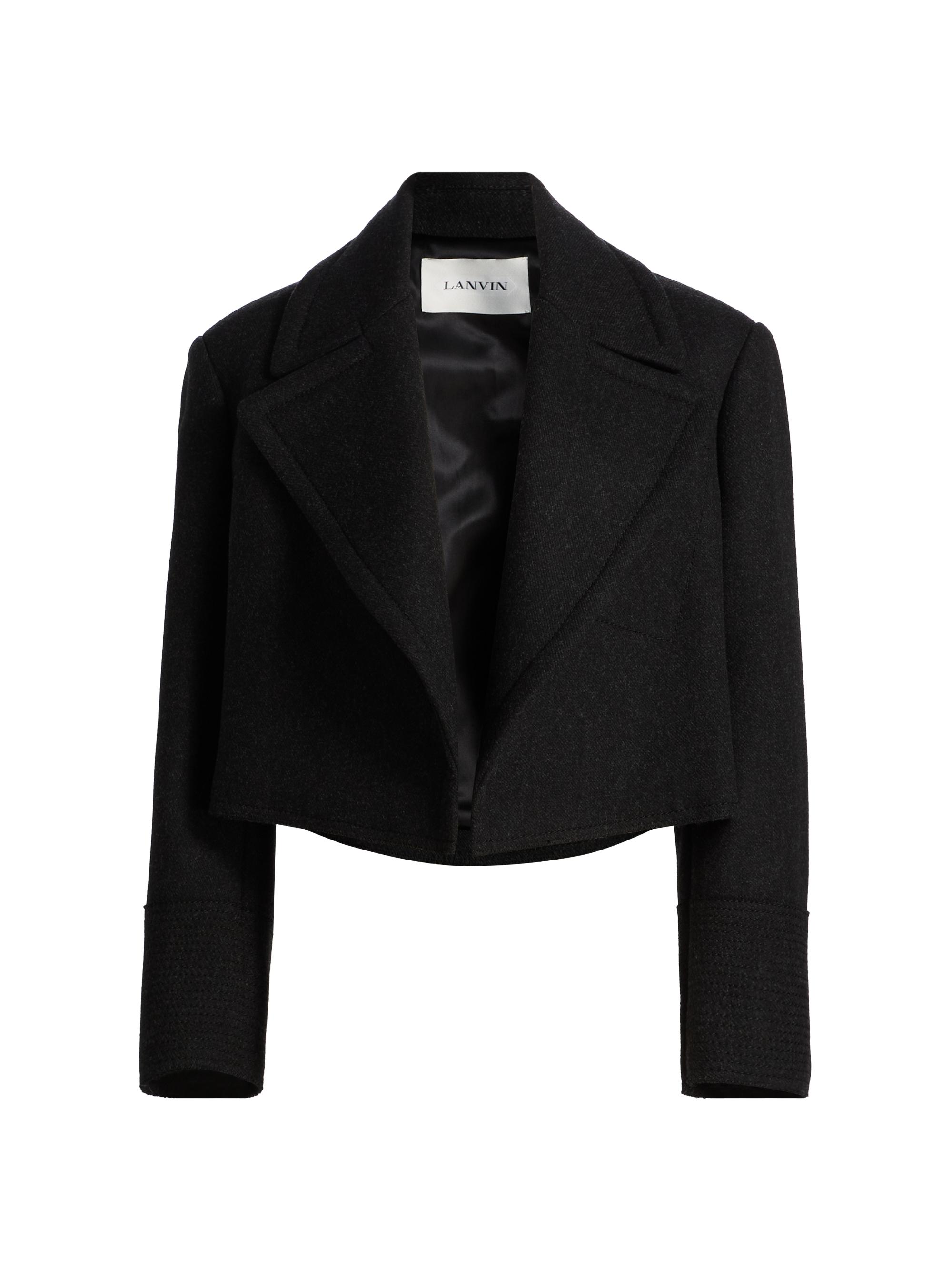 Lanvin Women's Cropped Wool Peacoat - Anthracite