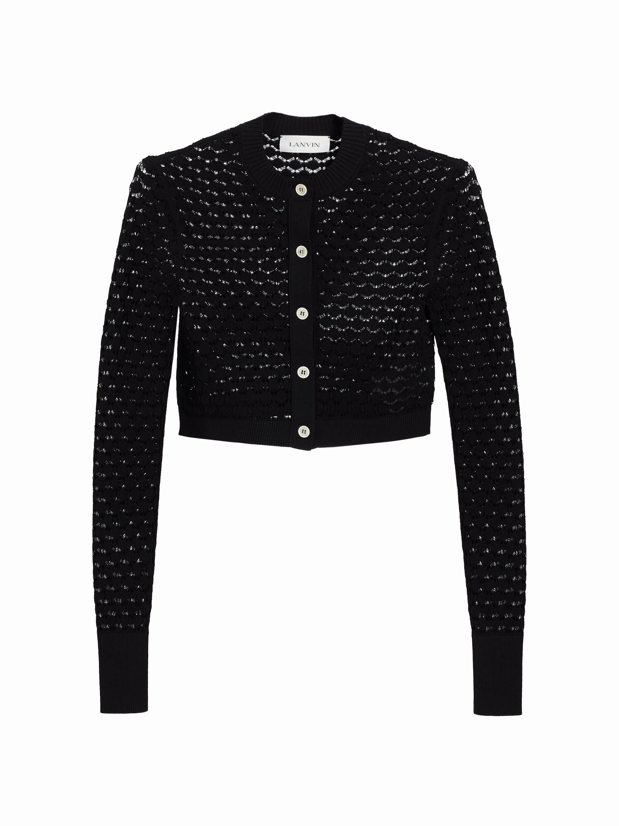 Lanvin Women's Lace Knit Crop Cardigan - Black - Women's Clothing