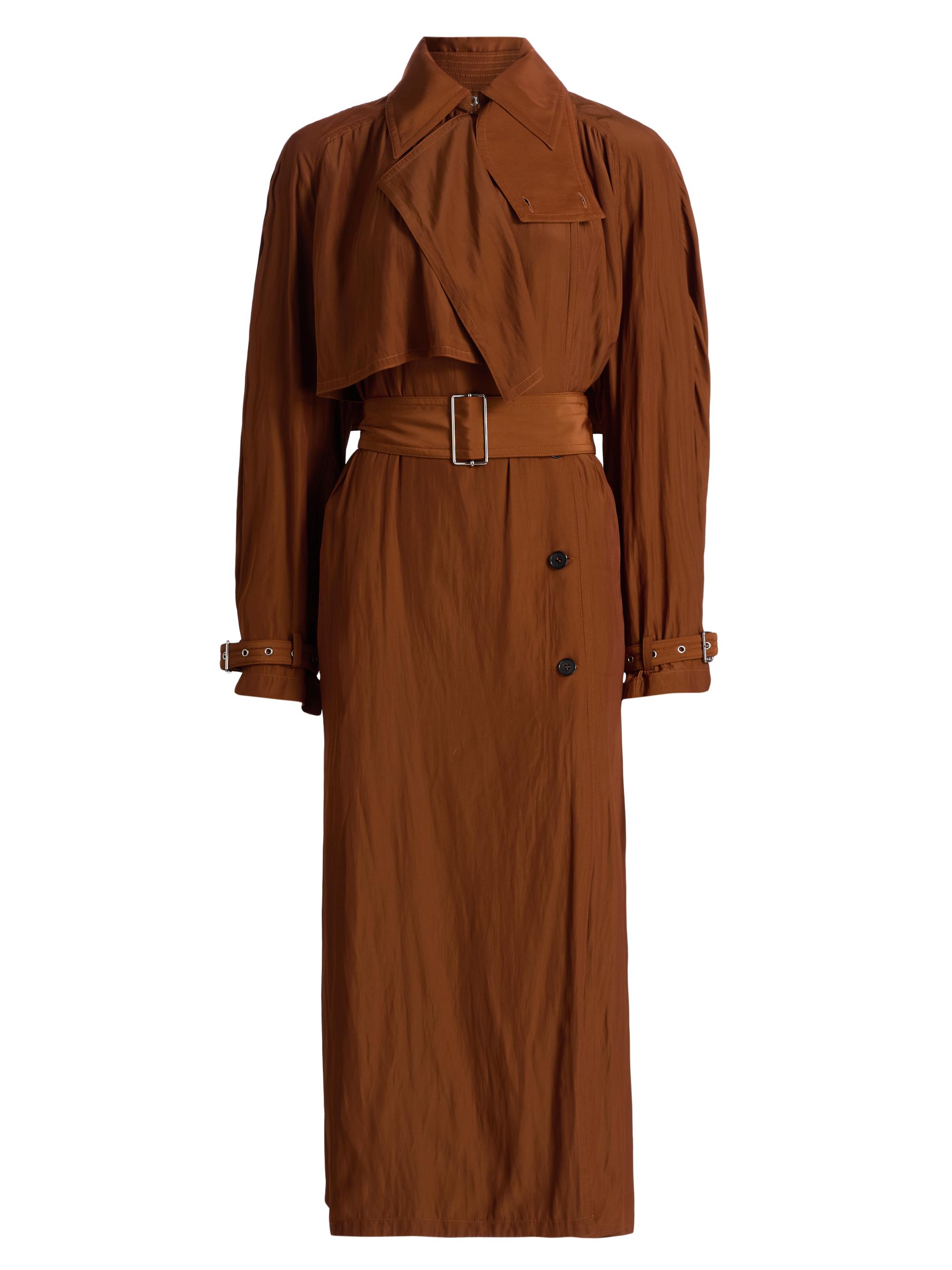 Lanvin Women's Satin Belted Trench Coat - Chestnuts - Women's Clothing