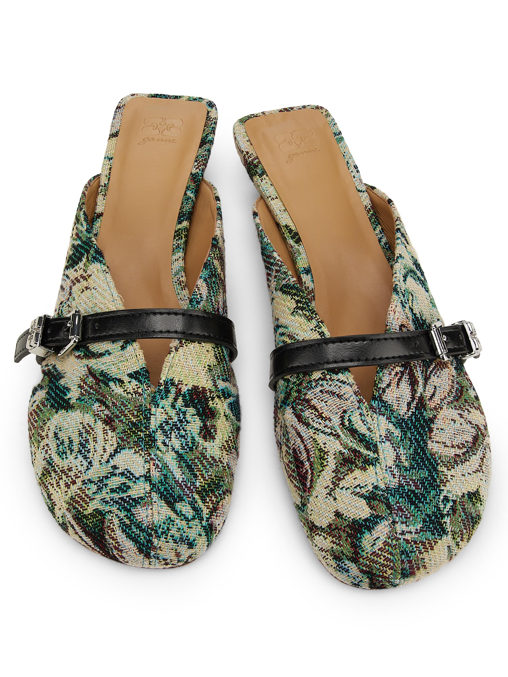Ganni Sue Tapestry Kitten-Heel Mules | Saks Fifth Avenue