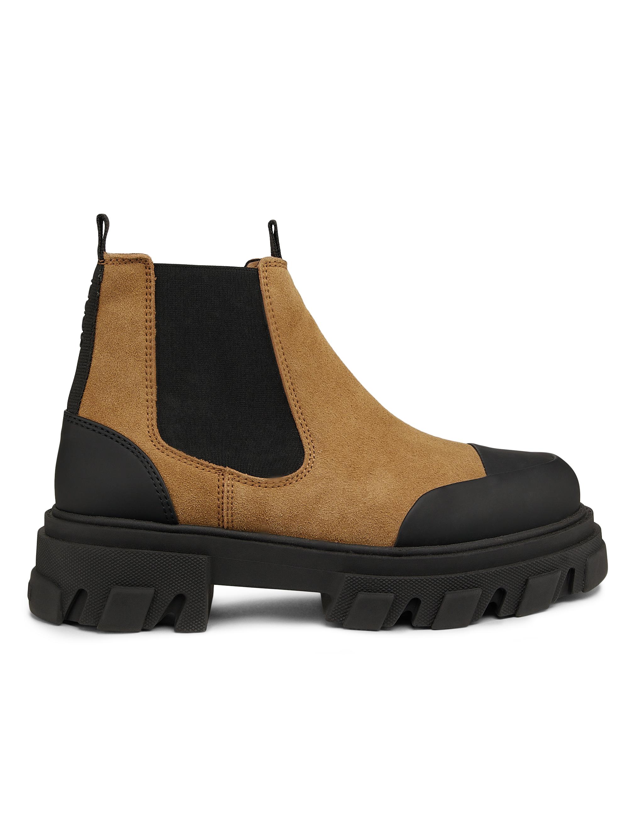 Ganni Women's Cleated Two-Tone Chelsea Boots - Cognac