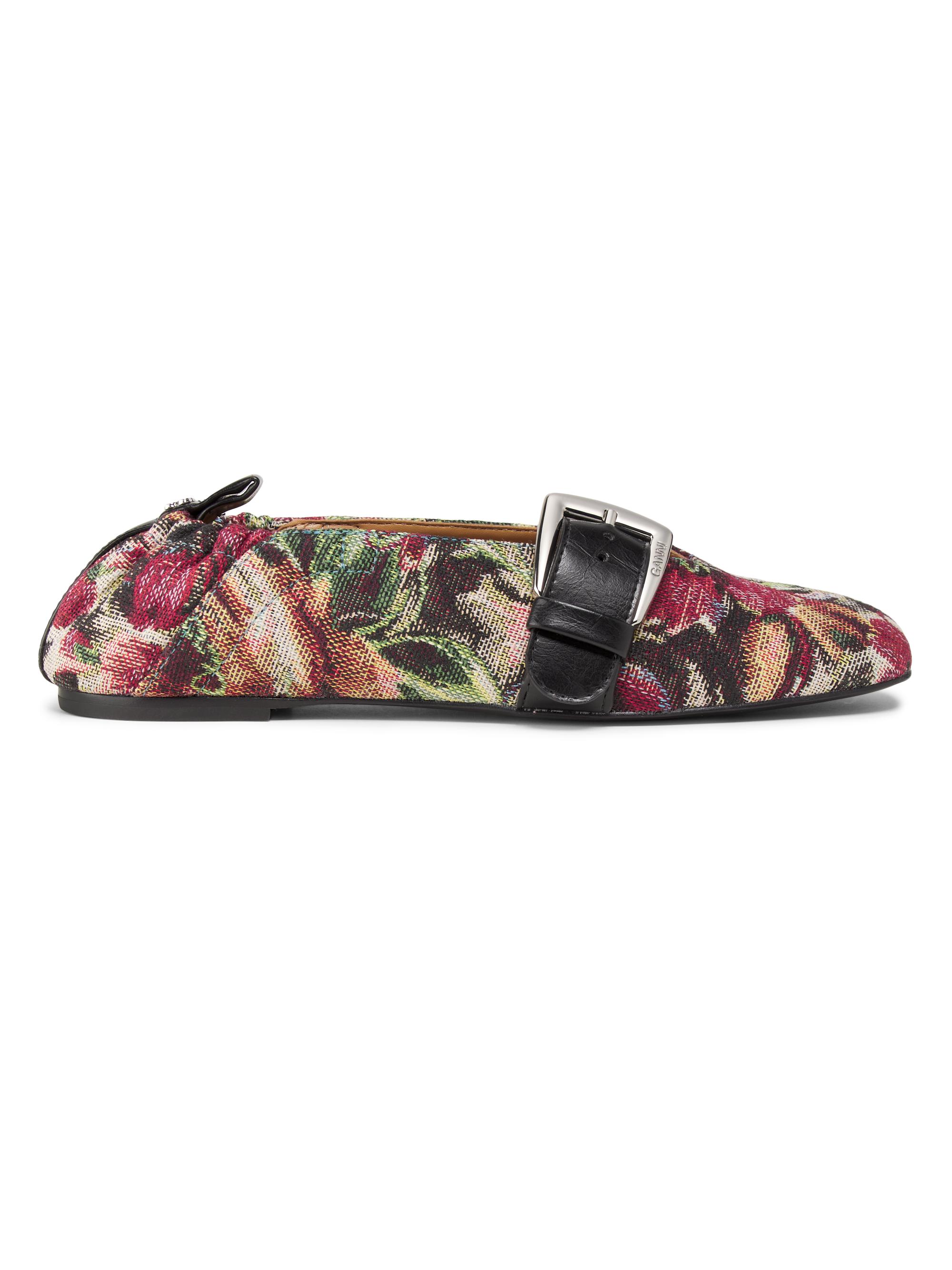 Ganni Women's Butterfly Tapestry Mary Jane Flats - Tawny Port