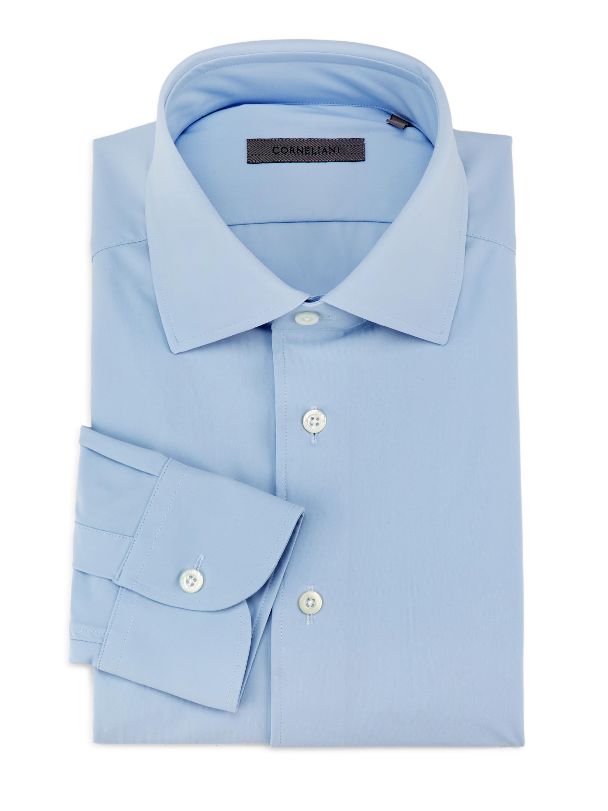 Corneliani Men's Stretch Performance Shirt - Light Blue Solid