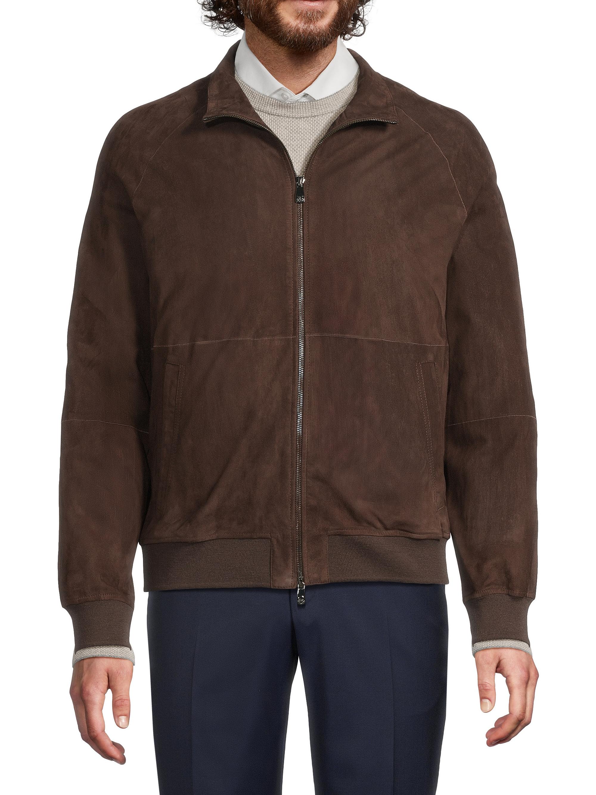 Cornierコルニエ VIRGINWOOL/SILKHOODED JACKET Corneliani Suede Zip Jacket | Saks Fifth Avenue