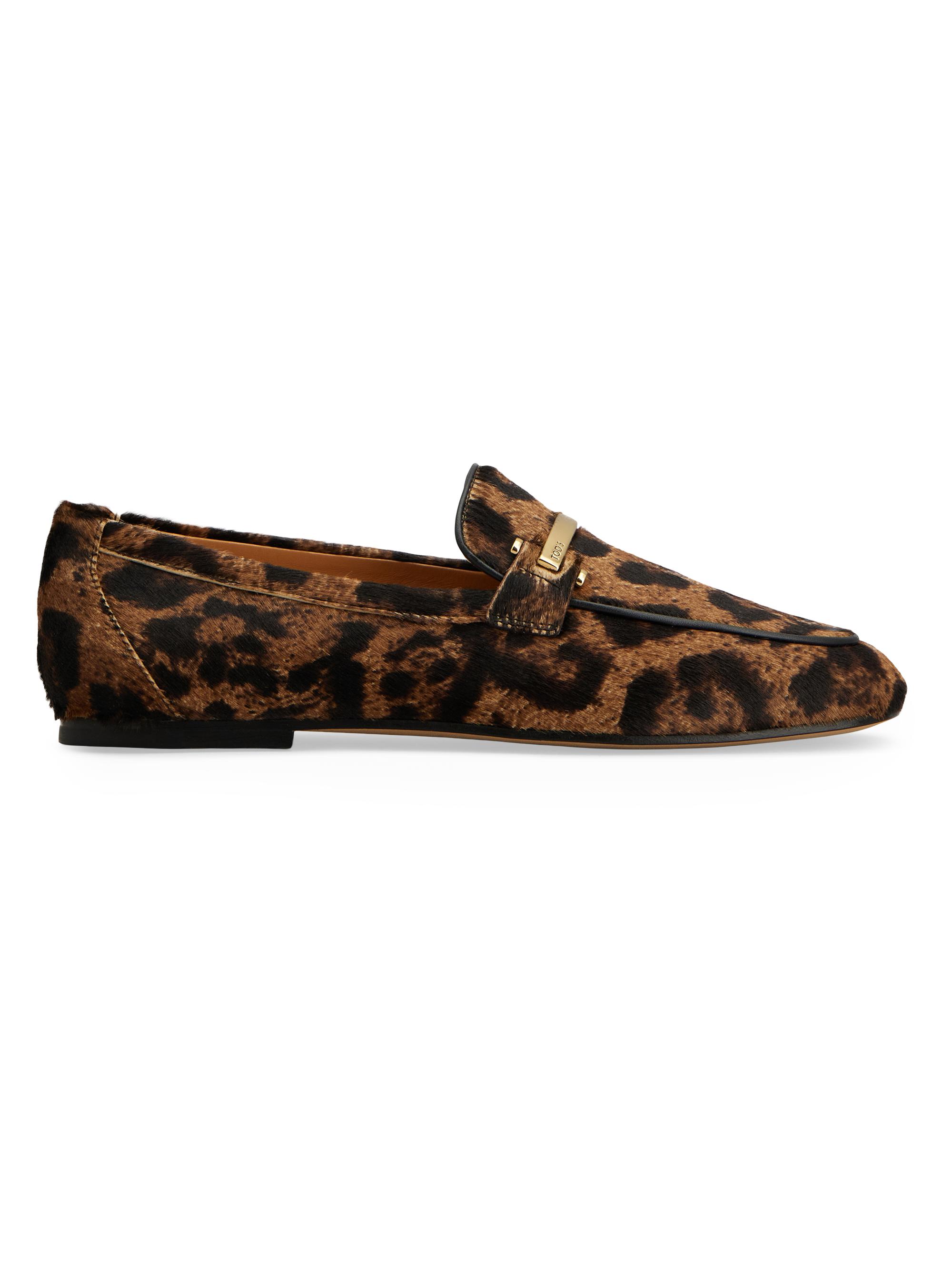 Tod's Women's Animal-Printed Pony Hair Bit Loafers - Cammello Chiaro Nero
