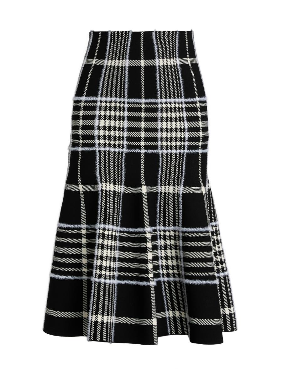 Brandon Maxwell Rory Jacquard Plaid Trumpet Midi-Skirt | Saks