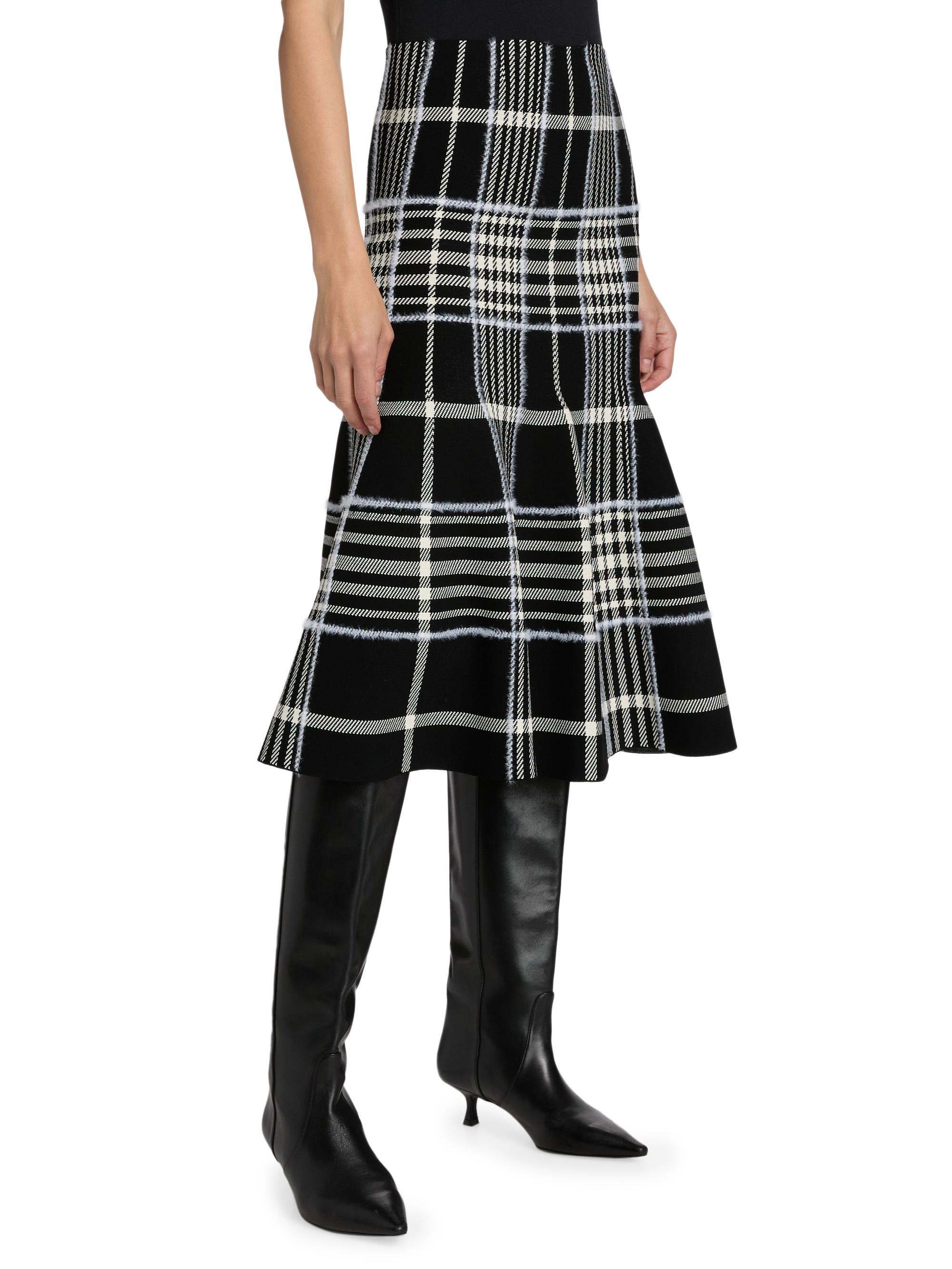 Brandon Maxwell Rory Jacquard Plaid Trumpet Midi-Skirt | Saks