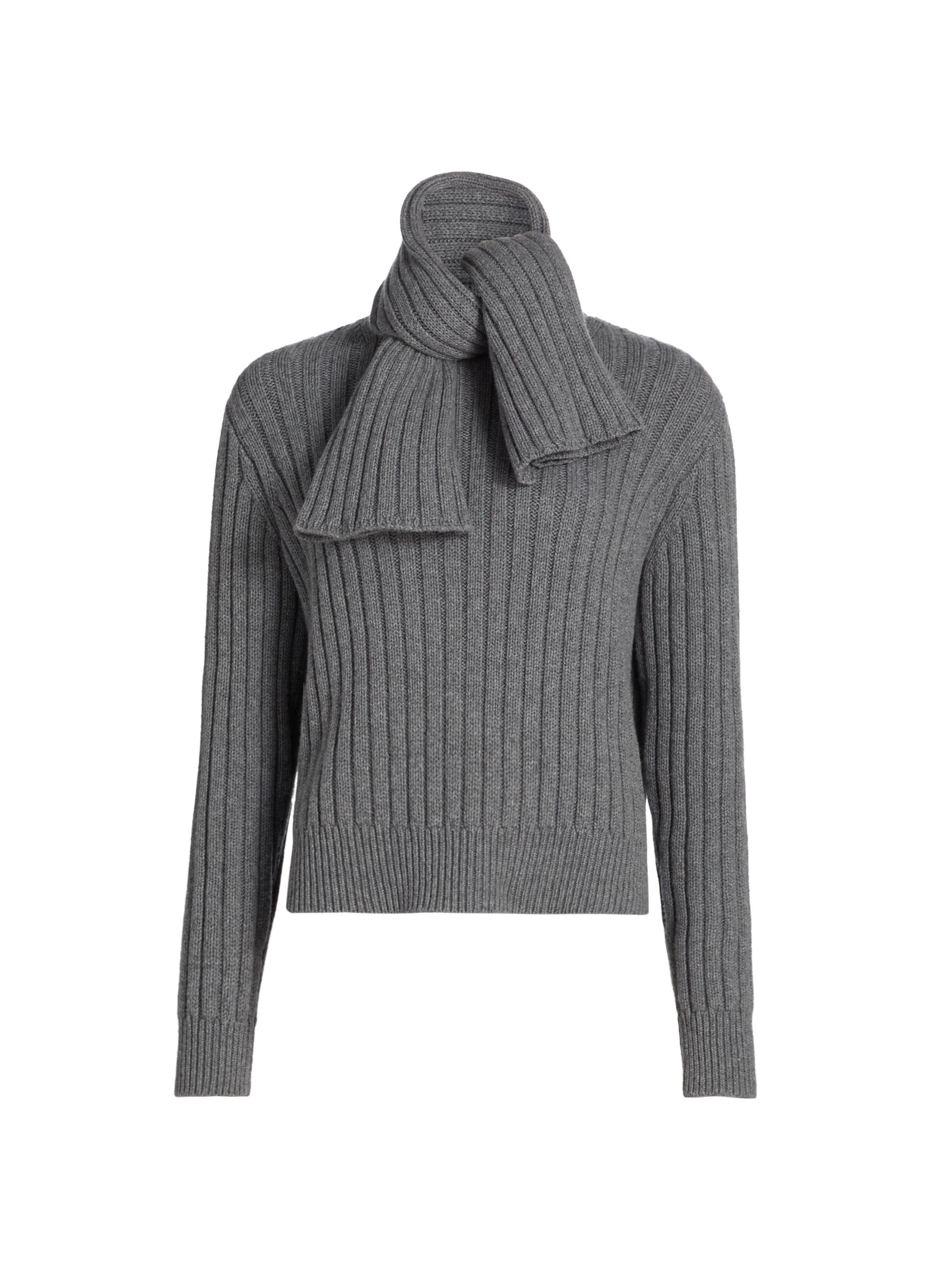 Ryan Cashmere Rib-Knit Scarf Sweater