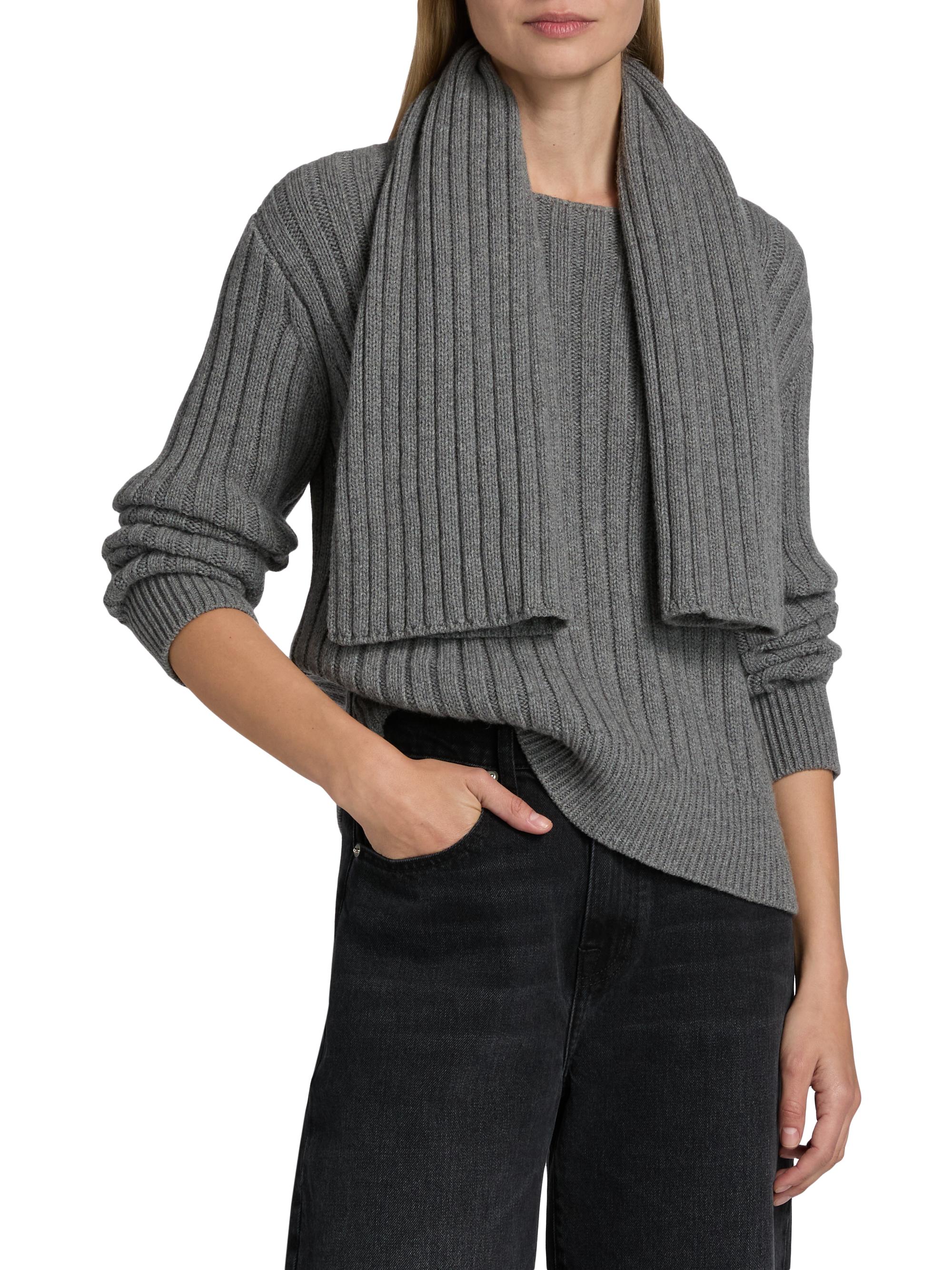 Ryan Cashmere Rib-Knit Scarf Sweater