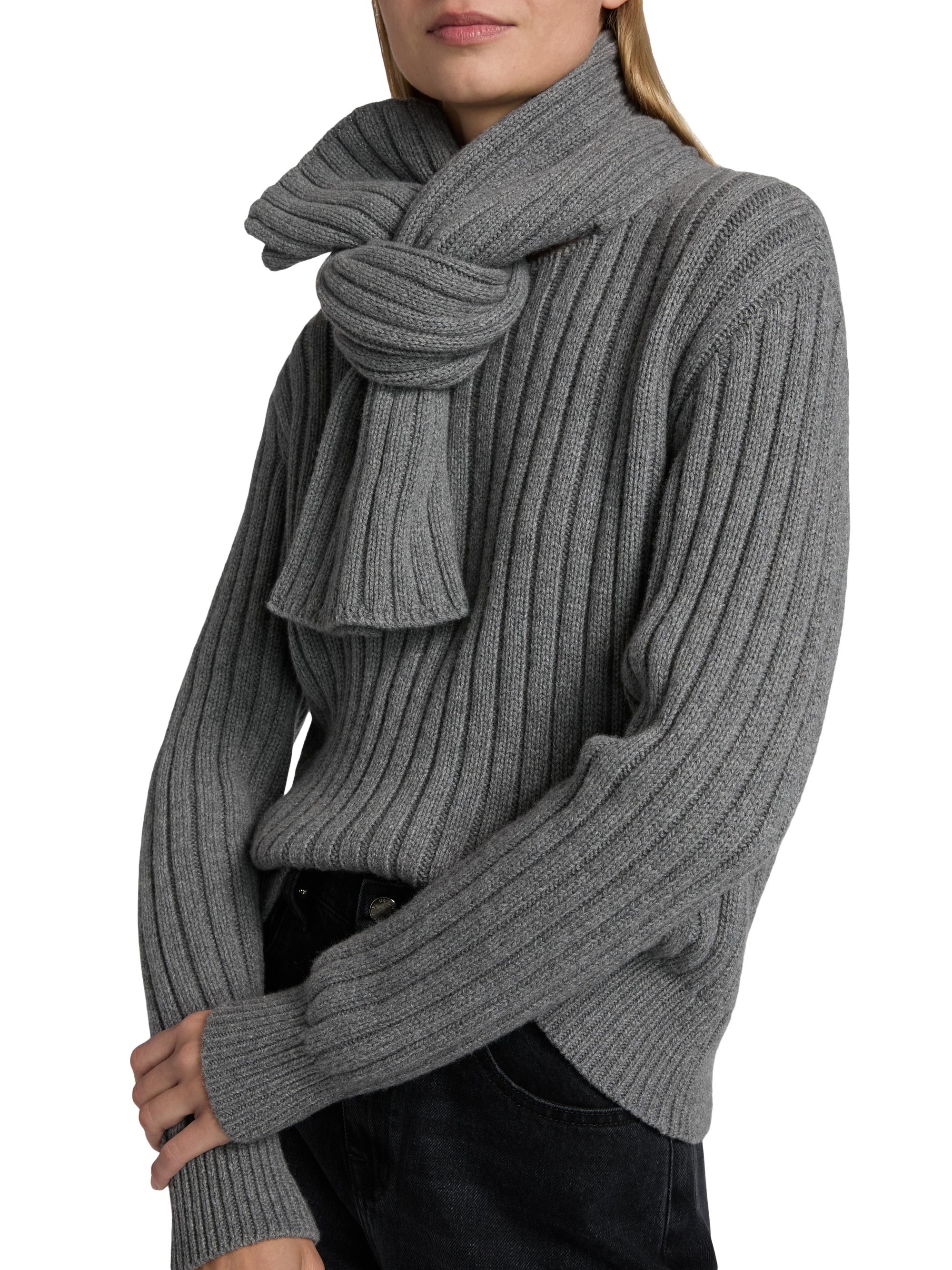 Ryan Cashmere Rib-Knit Scarf Sweater