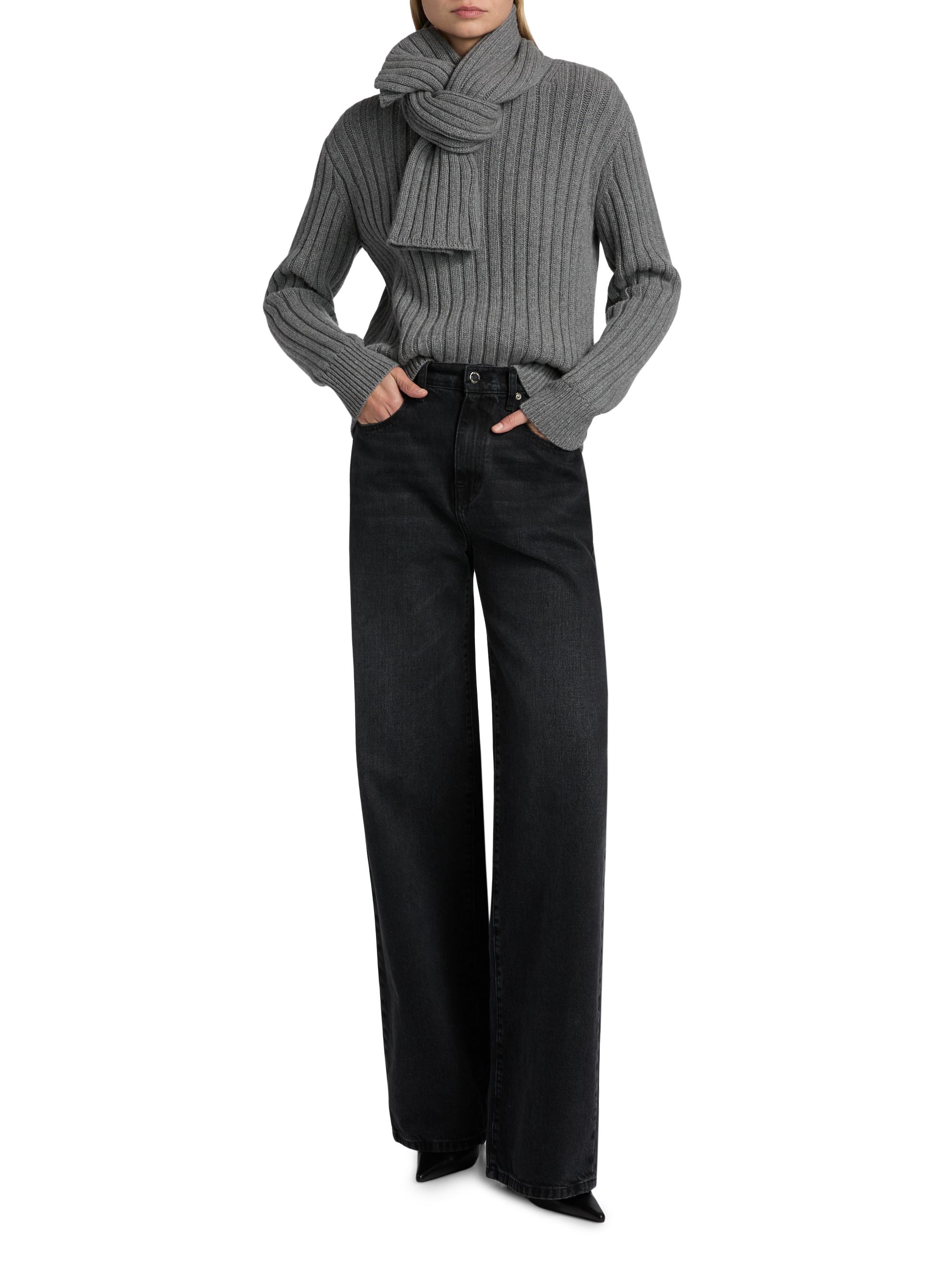 Ryan Cashmere Rib-Knit Scarf Sweater