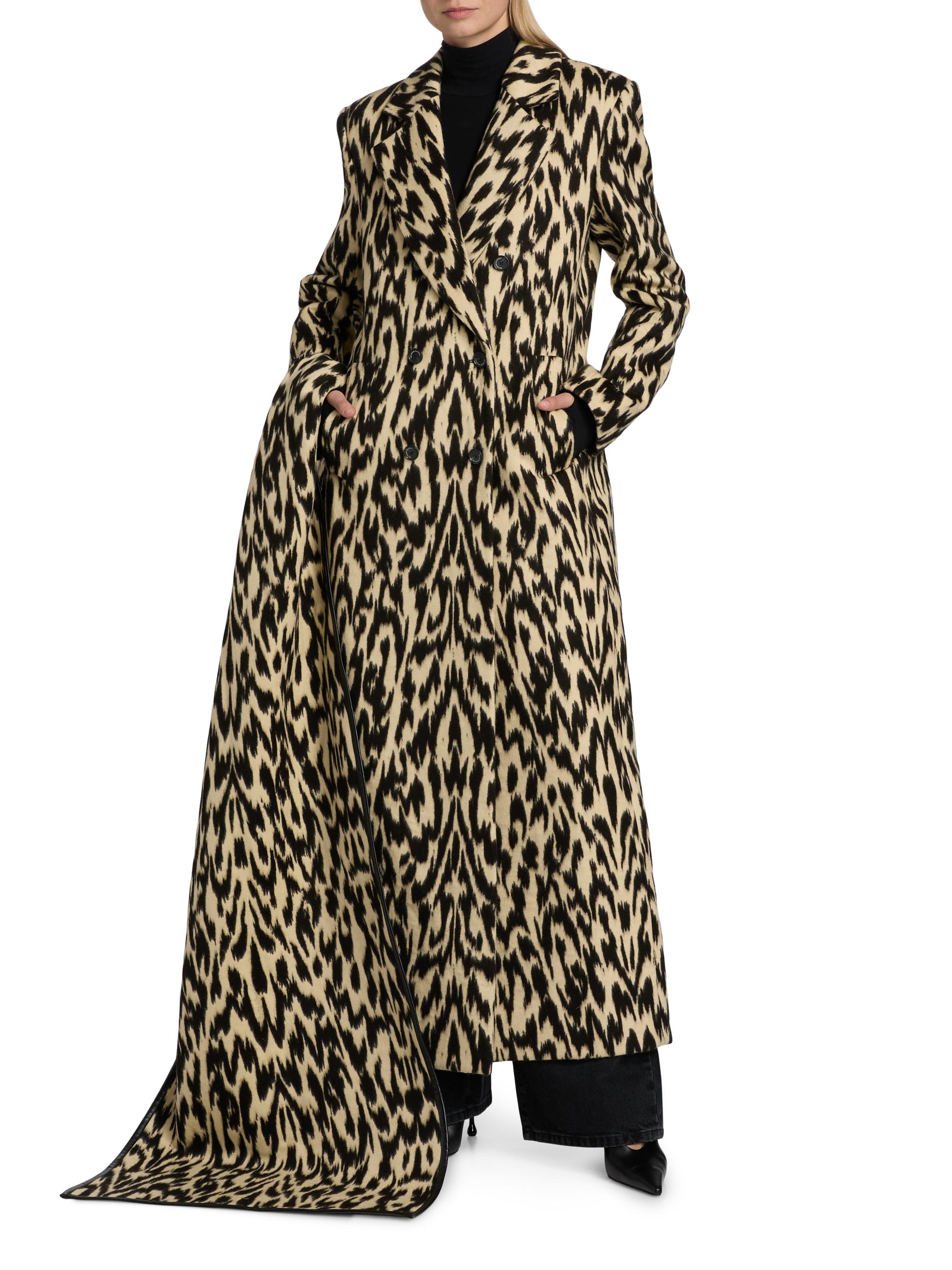 Brandon Maxwell Demi Printed Virgin Wool-Blend Double-Breasted