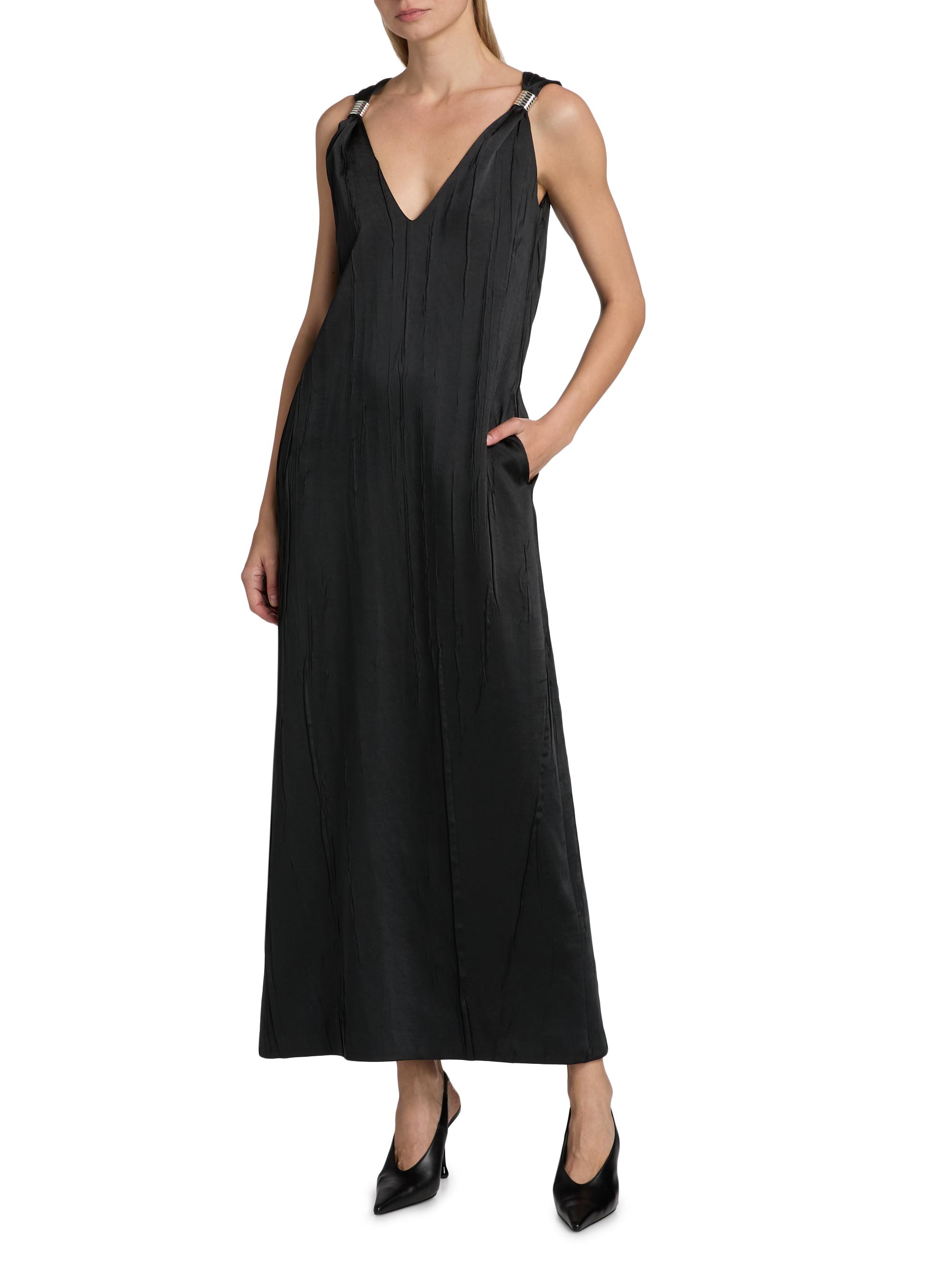 Brandon Maxwell Keke Deep V Shift Midi-Dress | Saks Fifth Avenue