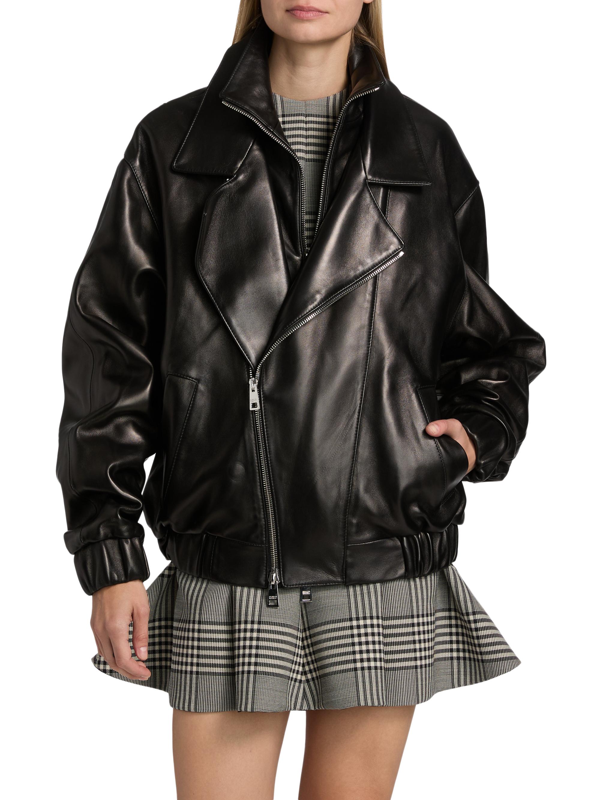 Brandon Maxwell Emmett Leather Double-Zip Moto Jacket | Saks Fifth